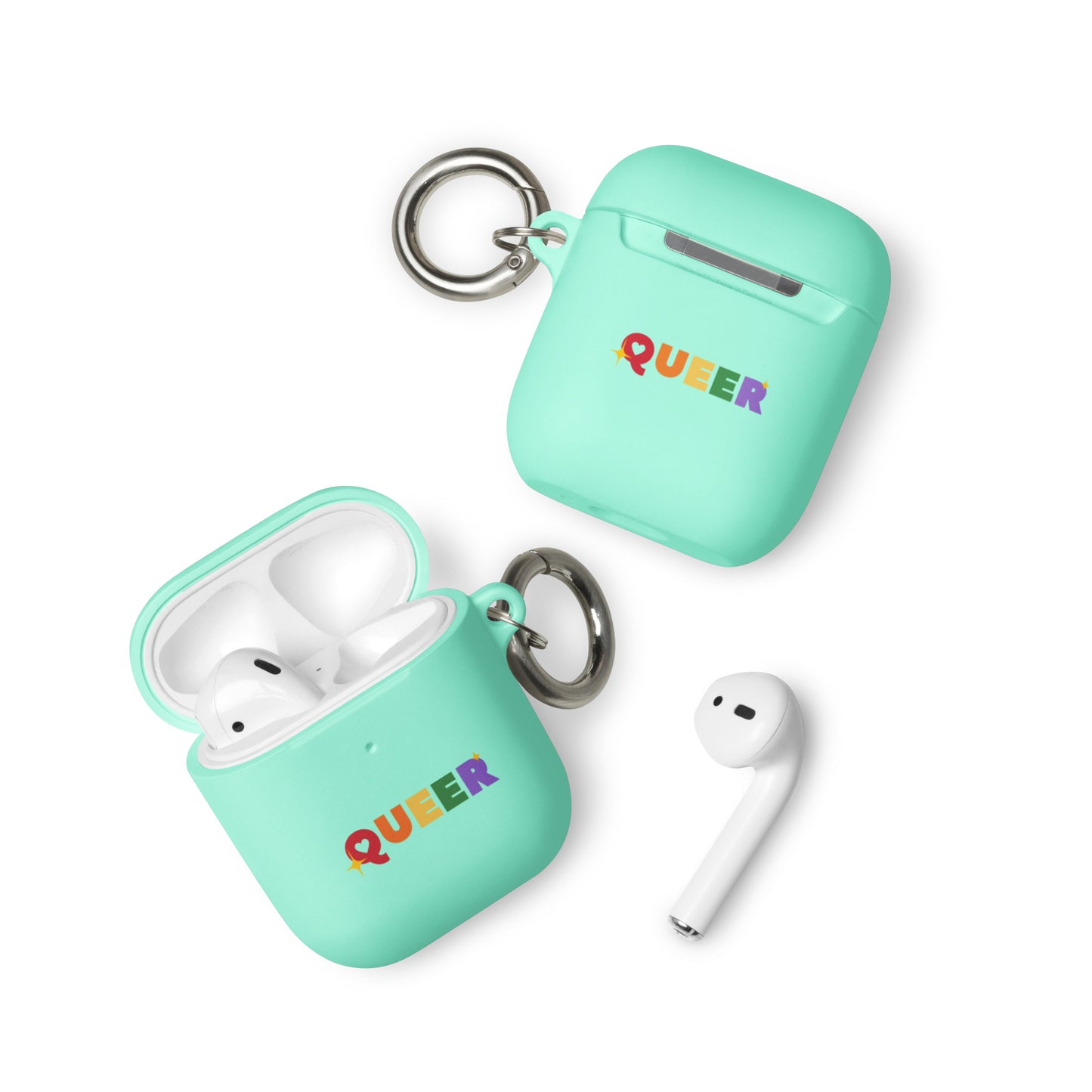 LGBTQ Pride Rubber Case for Apple AirPods - Queer Mint AirPods Pride rubber-case-for-airpods-mint-airpods-front-64adceae78388