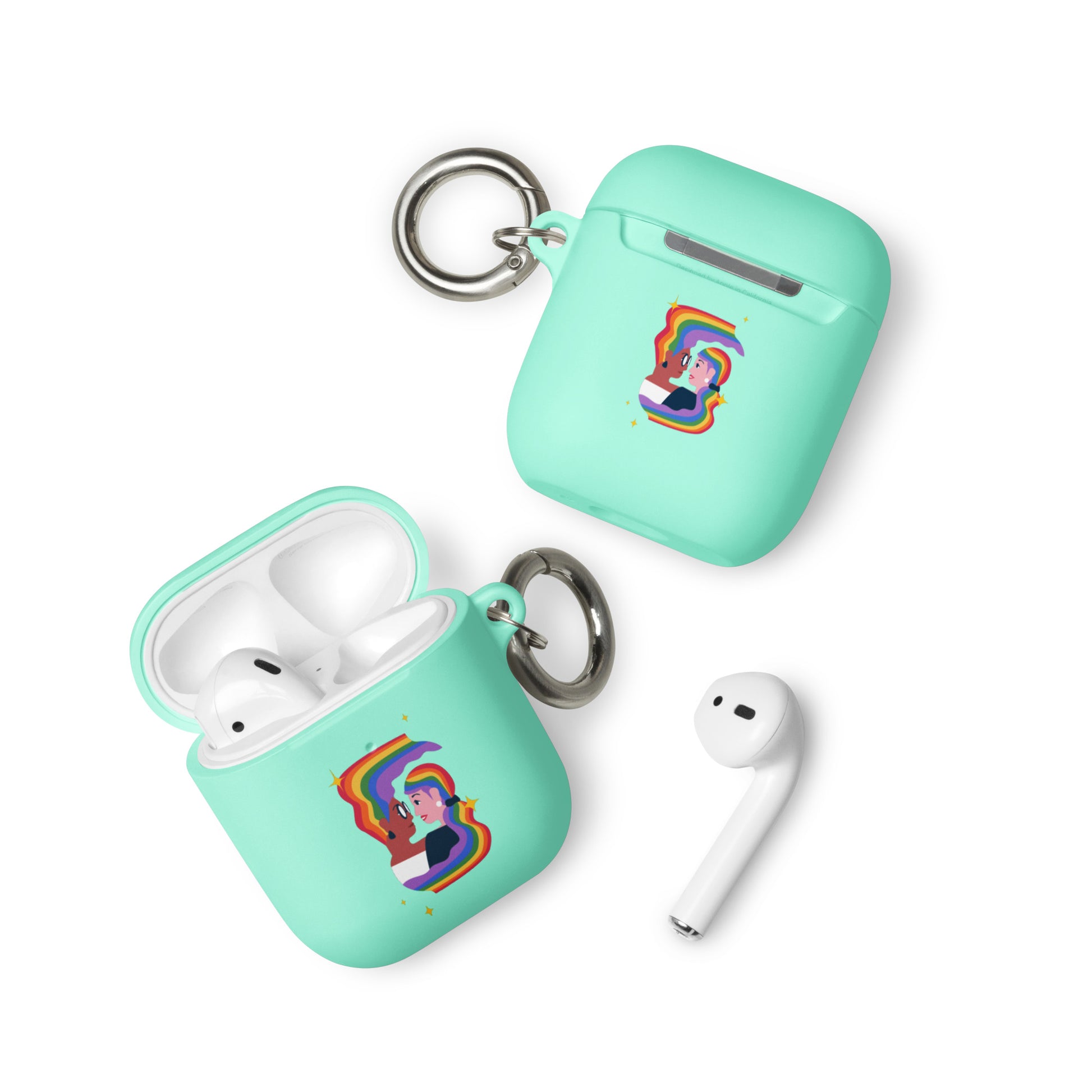 Lesbian Pride Rubber Case for Apple AirPods - Embrace Mint AirPods Lesbian rubber-case-for-airpods-mint-airpods-front-64adceea2aeea