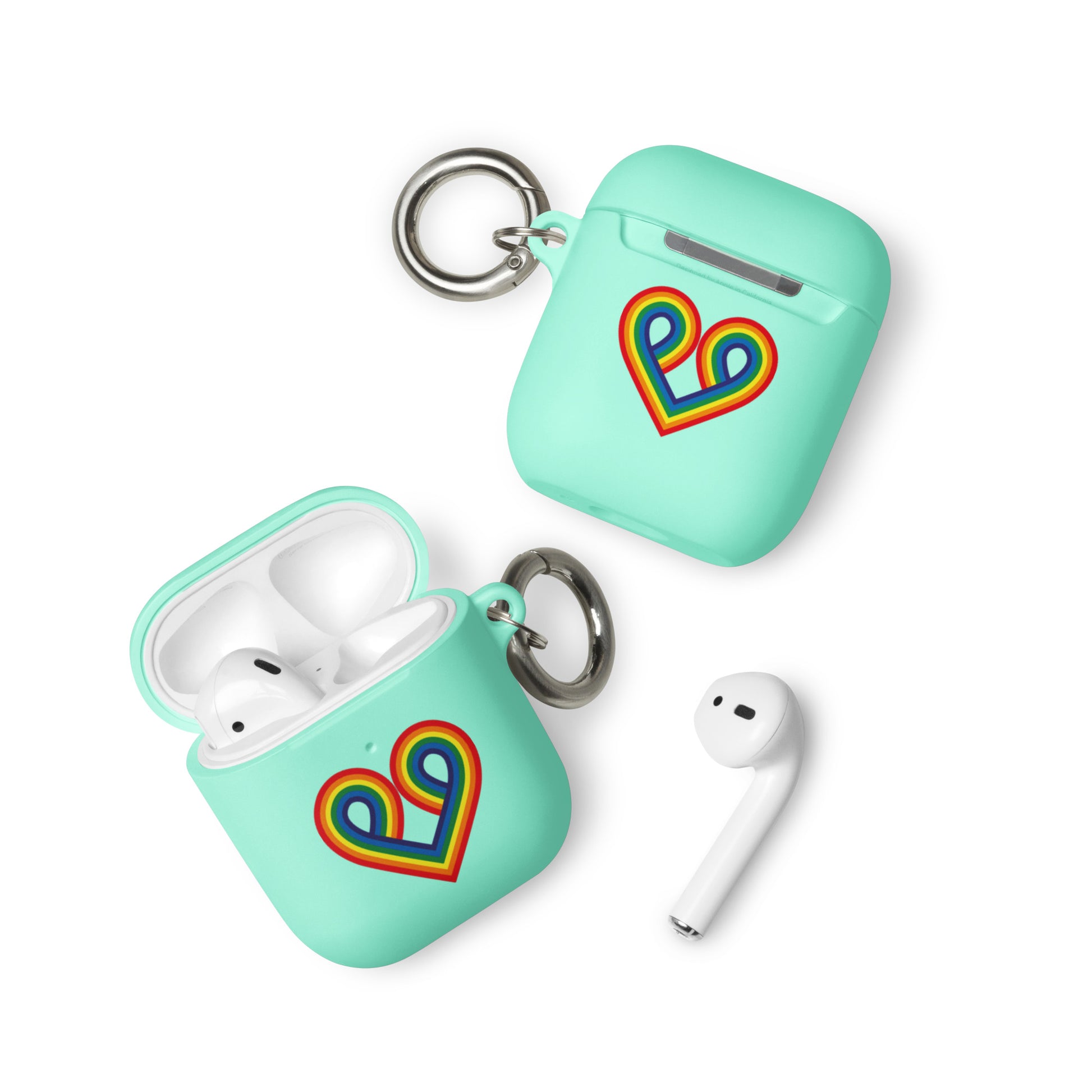 LGBTQ Pride Rubber Case for Apple AirPods - Pride Heart Mint AirPods Pride rubber-case-for-airpods-mint-airpods-front-64adcf1562430