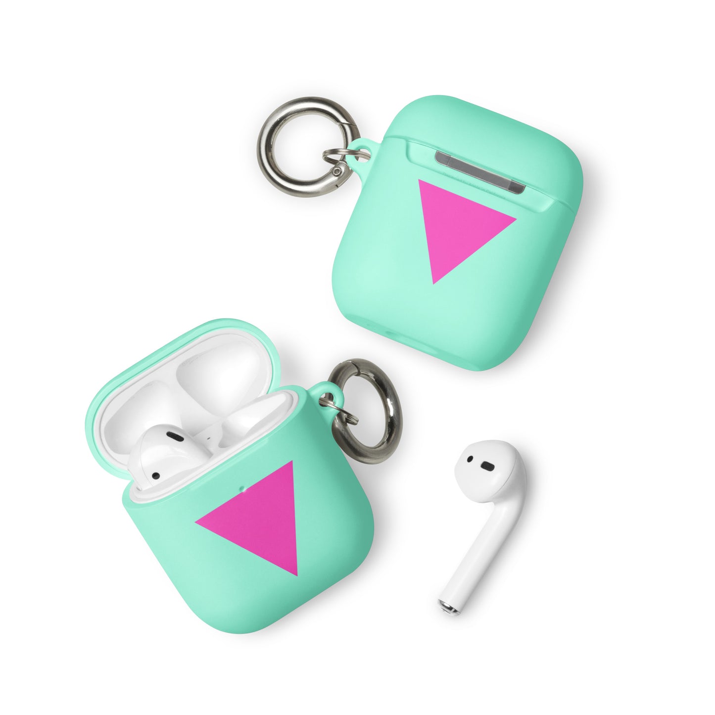 LGBTQ Pride Rubber Case for Apple AirPods - Pink Triangle Mint AirPods Pride rubber-case-for-airpods-mint-airpods-front-64adcf747195f