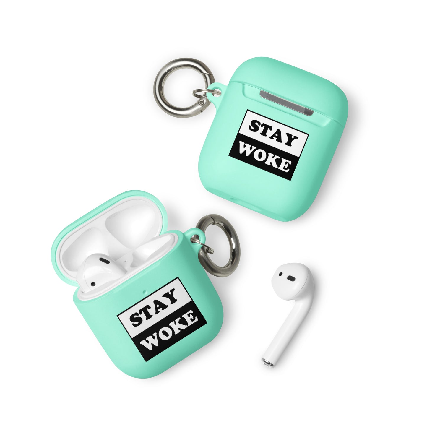 Rubber Case for Apple AirPods - Stay Woke Mint AirPods rubber-case-for-airpods-mint-airpods-front-64adcfa3cb50c