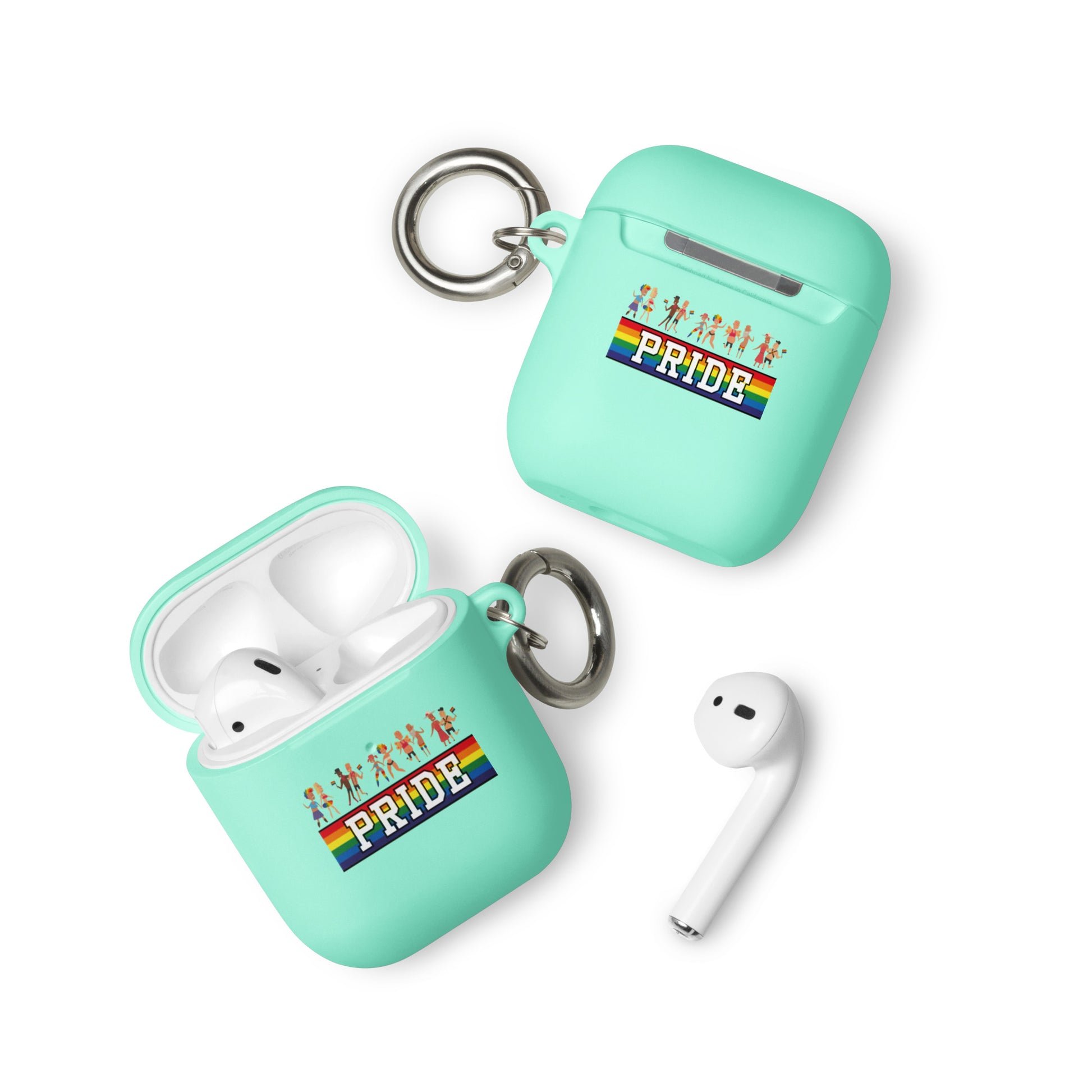 LGBTQ Pride Rubber Case for Apple AirPods - Pride Parade Mint AirPods Pride rubber-case-for-airpods-mint-airpods-front-64add0b8a252a