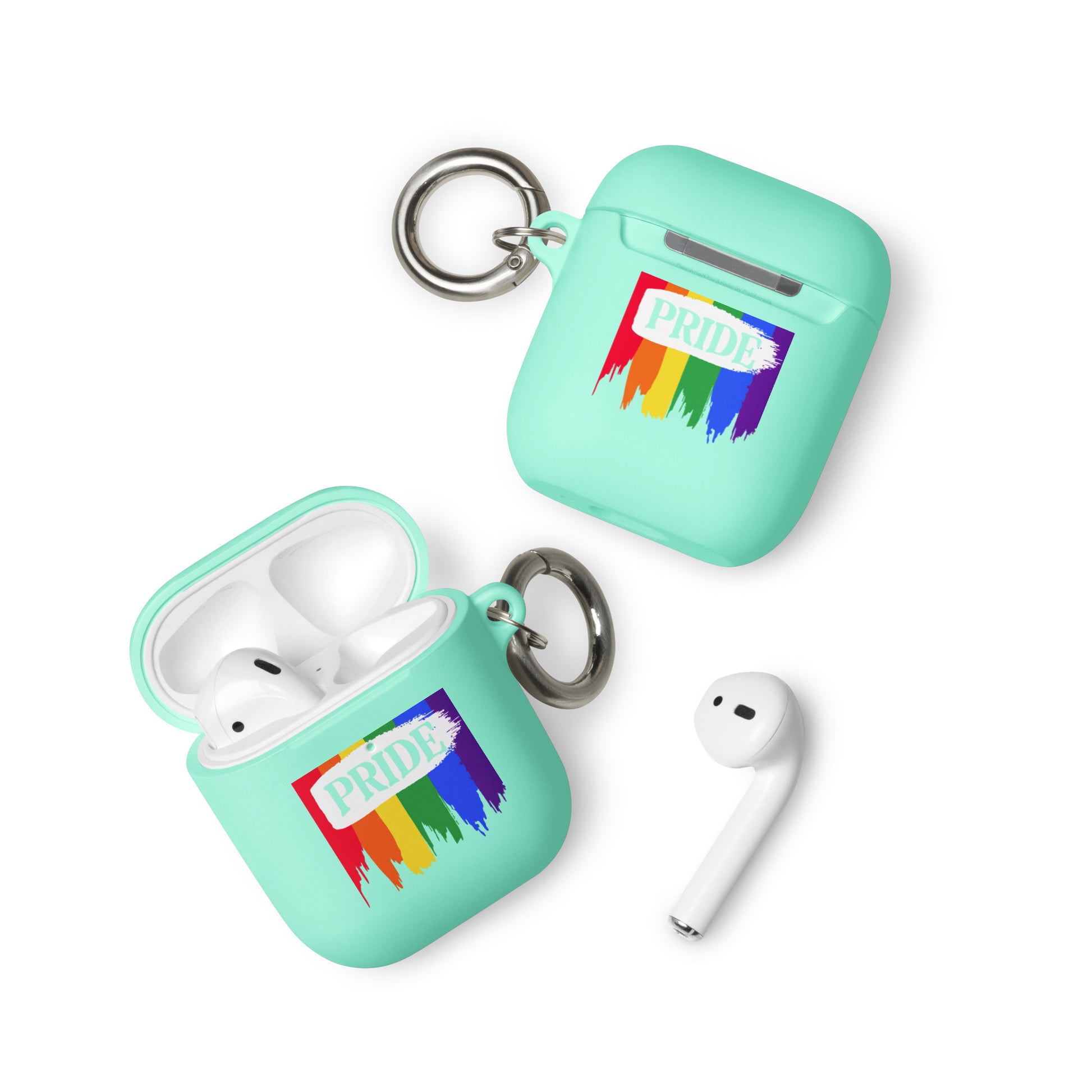 LGBTQ Pride Rubber Case for Apple AirPods - Pride Paint Mint AirPods Pride rubber-case-for-airpods-mint-airpods-front-64add0e47352f