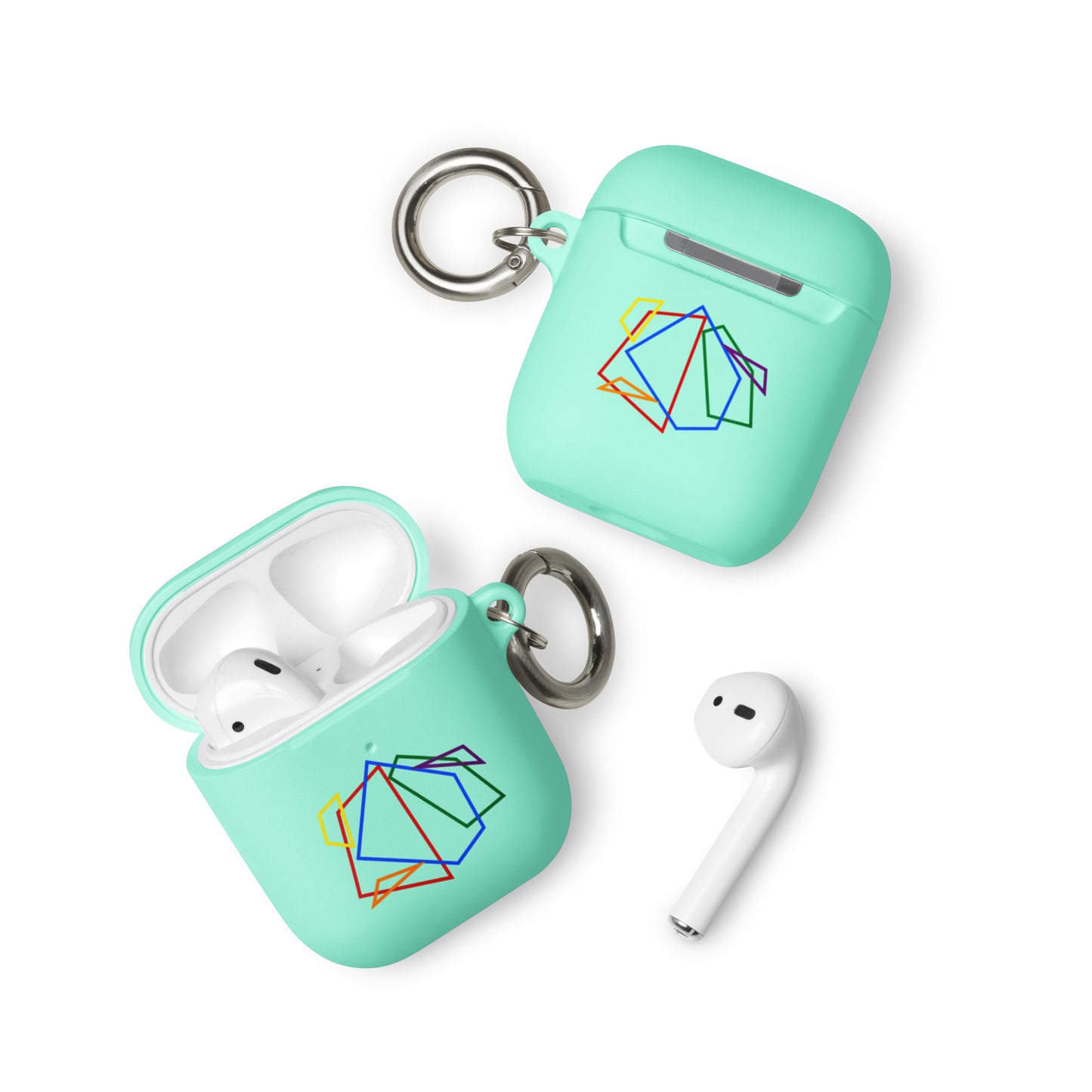 LGBTQ Pride Rubber Case for Apple AirPods - Geometric Lines Mint AirPods Pride rubber-case-for-airpods-mint-airpods-front-64add11c81616