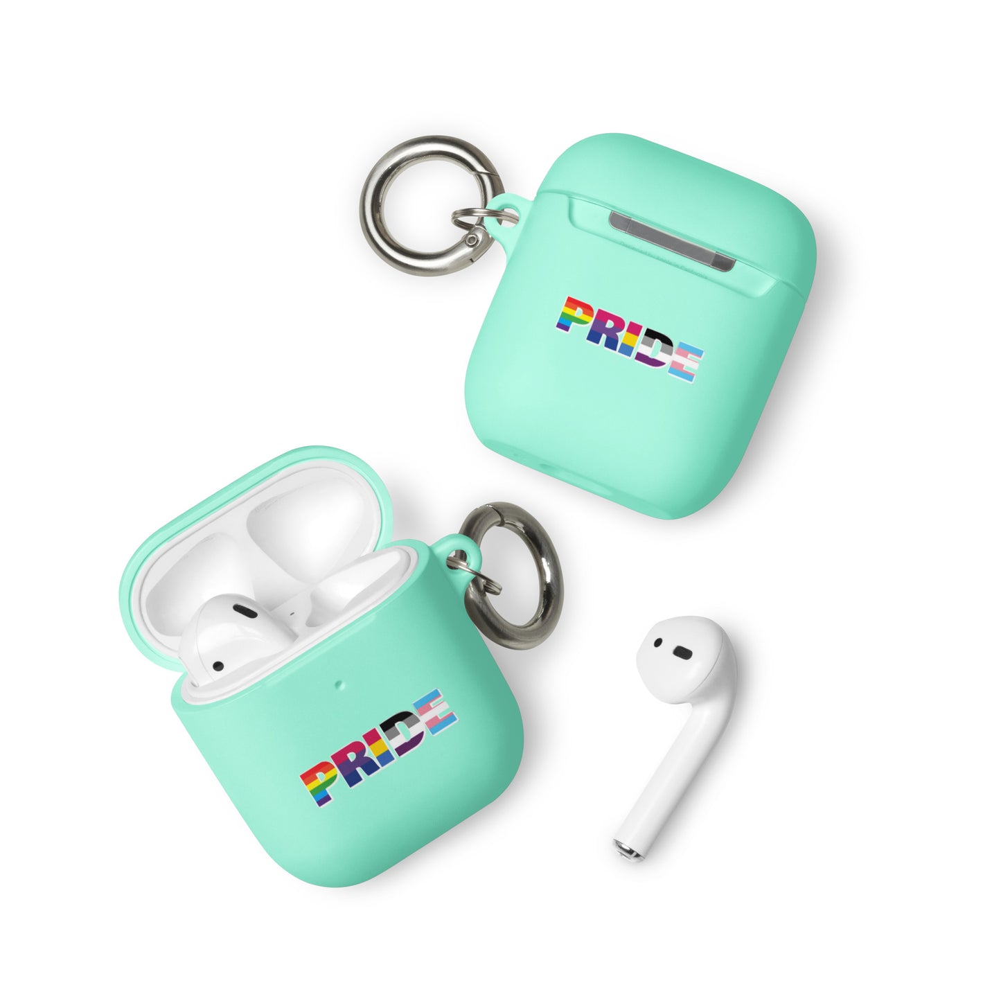 LGBTQ Pride Flag Rubber Case for Apple AirPods - Pride with Flags Mint AirPods Pride rubber-case-for-airpods-mint-airpods-front-64add193b98c8