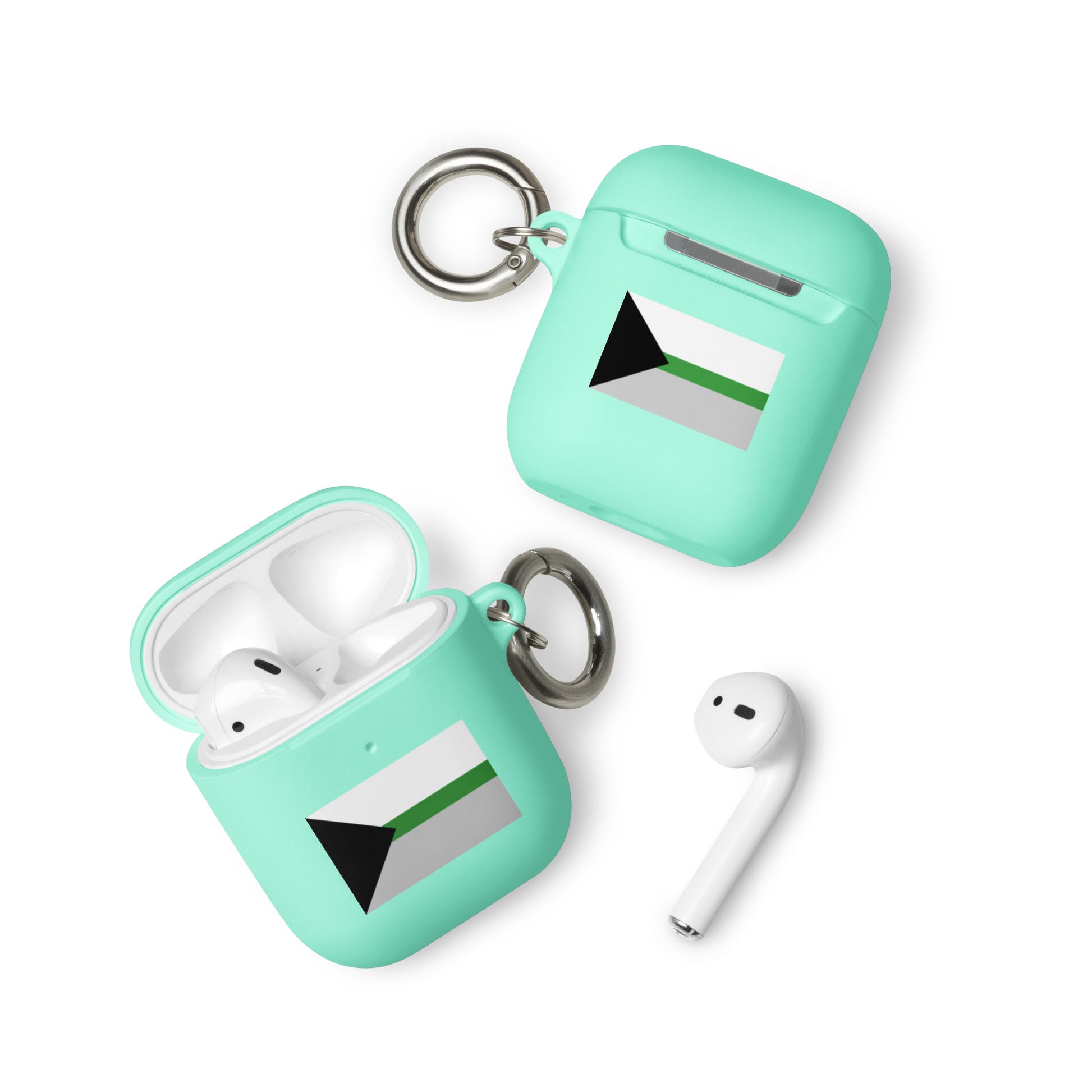 Demiromantic Pride Flag Rubber Case for Apple AirPods Mint AirPods Demiromantic rubber-case-for-airpods-mint-airpods-front-64ade76e3a0ec