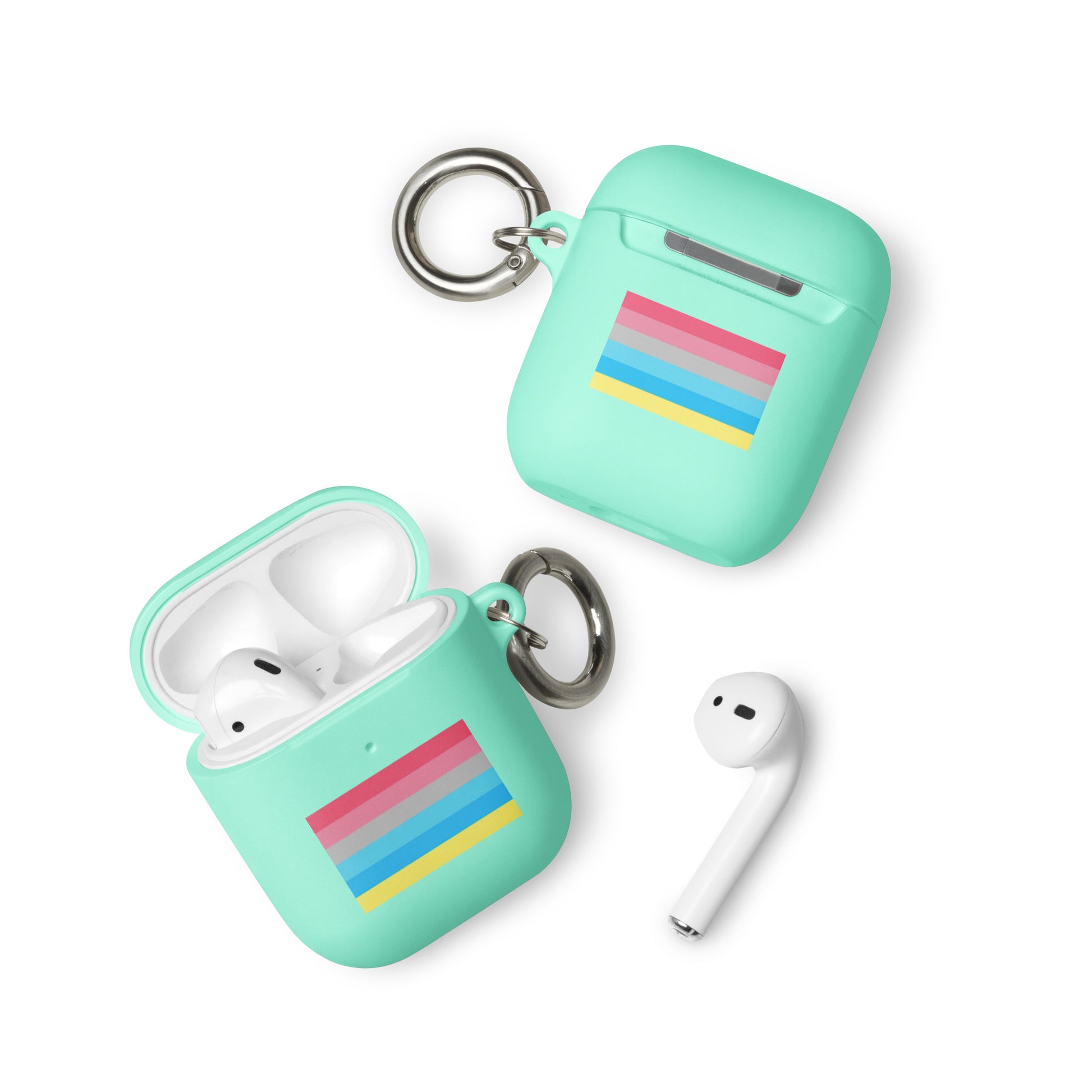 Genderflux Pride Rubber Case for Apple AirPods Mint AirPods Genderflux rubber-case-for-airpods-mint-airpods-front-64ade8481246d