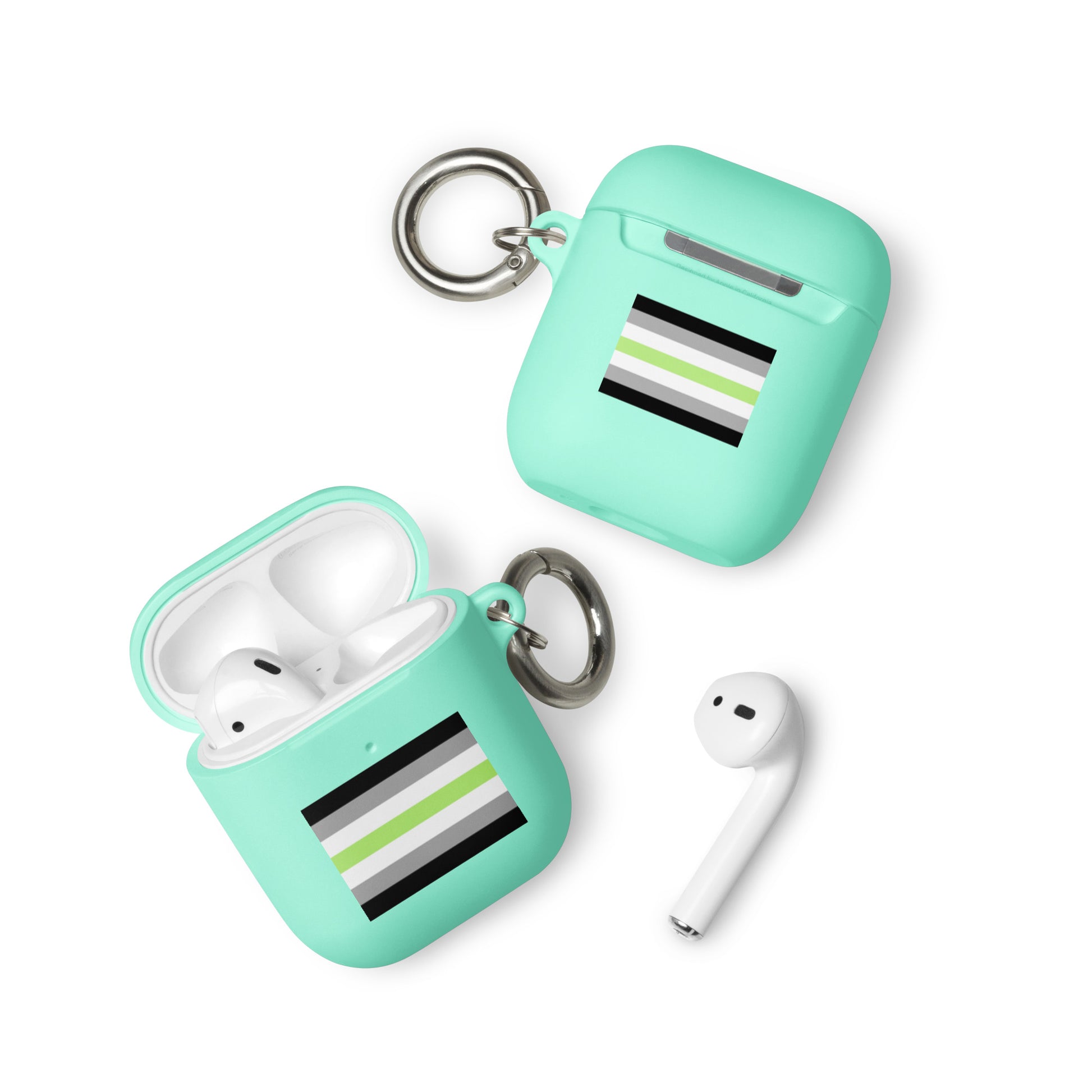 Agender Pride Case for Apple AirPods and Pro Mint AirPods Agender rubber-case-for-airpods-mint-airpods-front-64adeba43b761