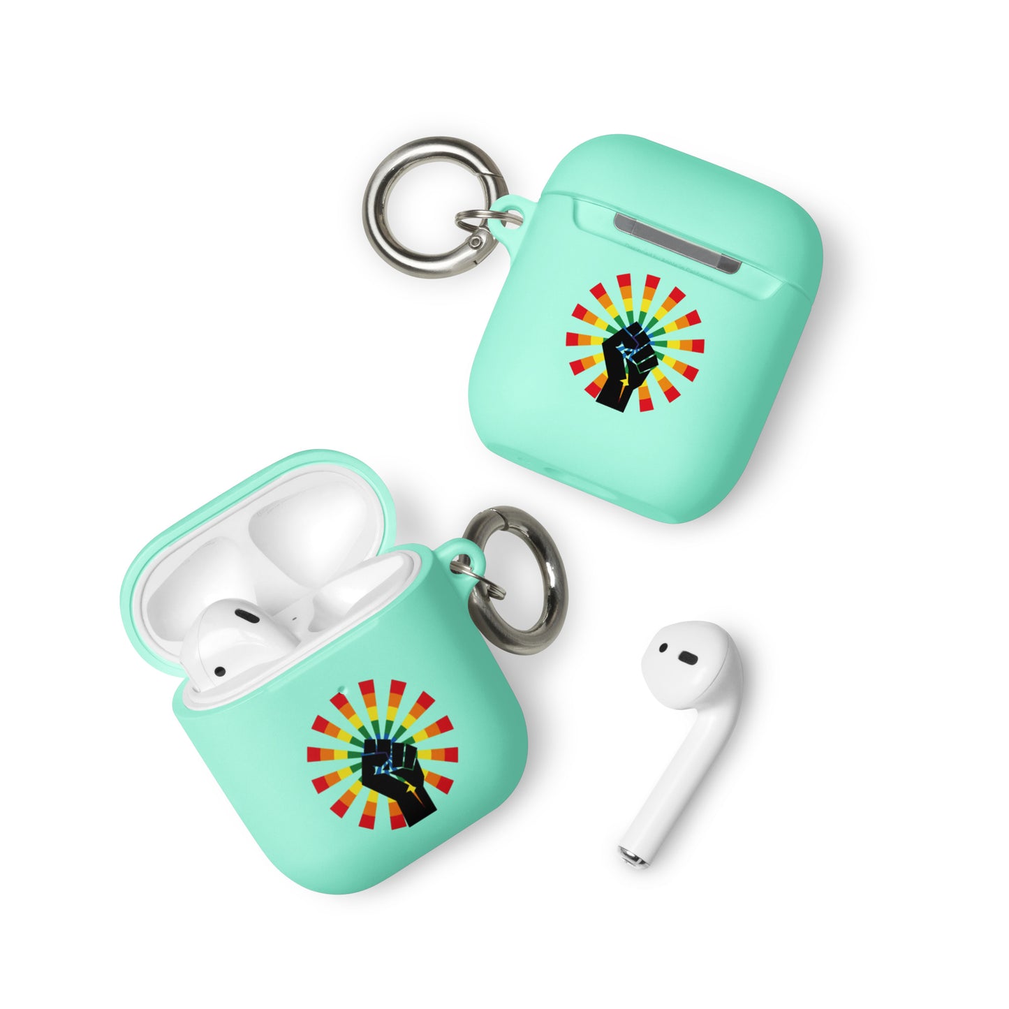 LGBTQ Pride Rubber Case for Apple AirPods - Resist Mint AirPods Pride rubber-case-for-airpods-mint-airpods-front-64adec0b36cc9