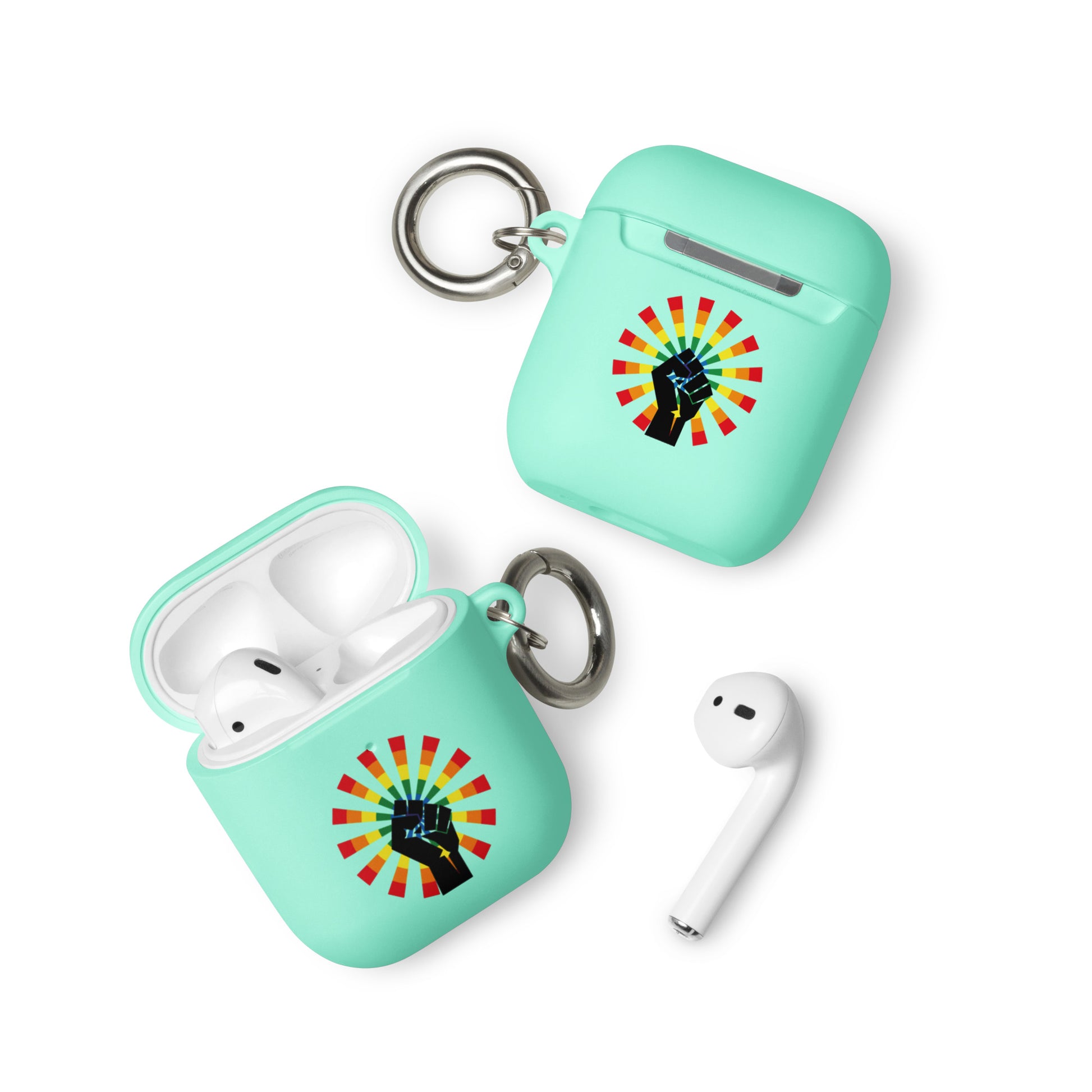 LGBTQ Pride Rubber Case for Apple AirPods - Resist Mint AirPods Pride rubber-case-for-airpods-mint-airpods-front-64adec0b36cc9