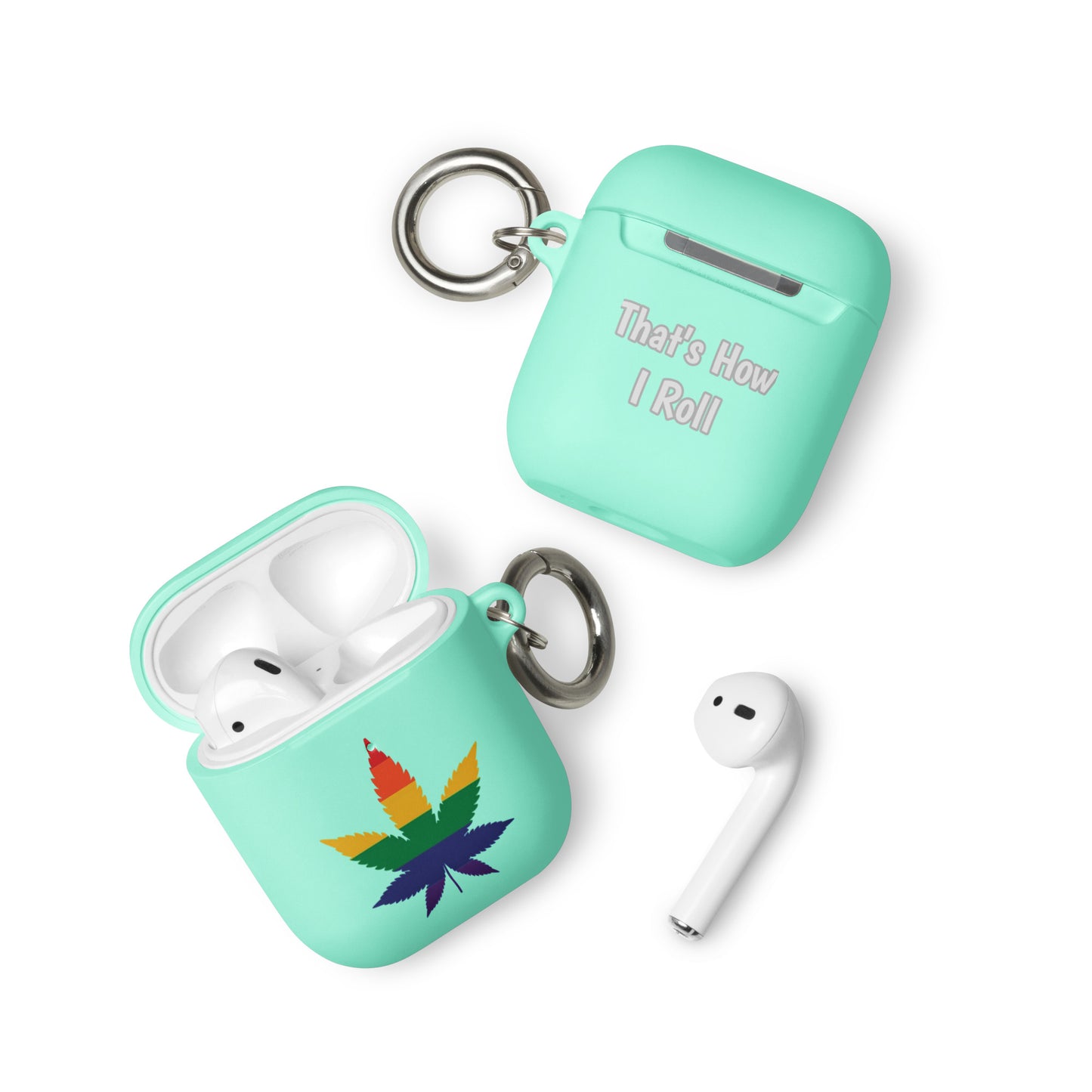 LGBTQ Pride Case for Apple AirPods - Weed Mint AirPods Pride rubber-case-for-airpods-mint-airpods-front-64ae04a0578b9