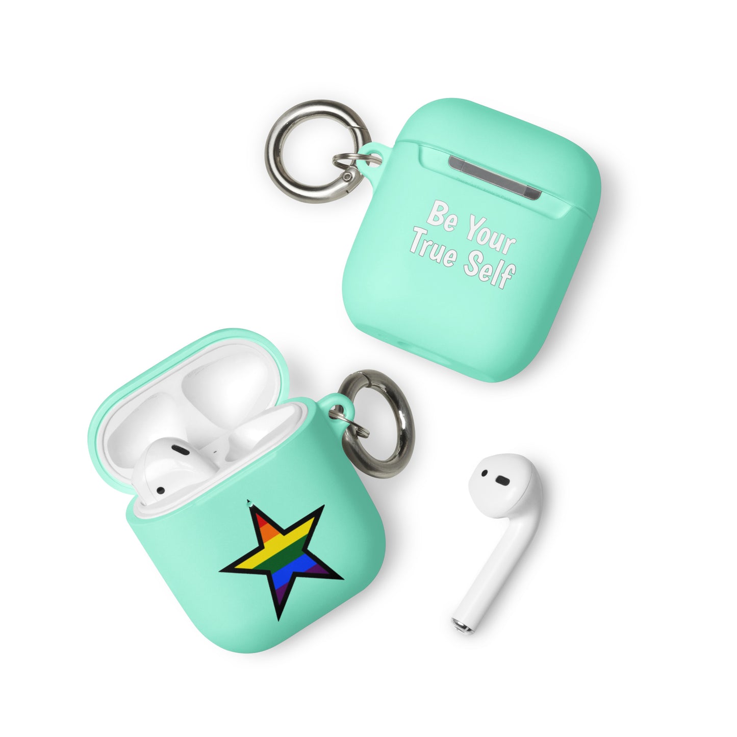 LGBTQ Pride Rubber Case for Apple AirPods - Star Mint AirPods Pride rubber-case-for-airpods-mint-airpods-front-64ae050c559d3