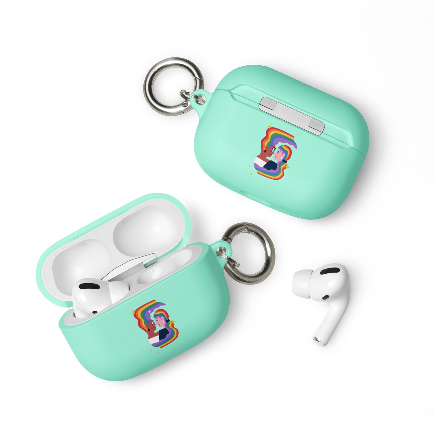 Lesbian Pride Rubber Case for Apple AirPods - Embrace Mint AirPods Pro Lesbian rubber-case-for-airpods-mint-airpods-pro-front-64adceea2afa9