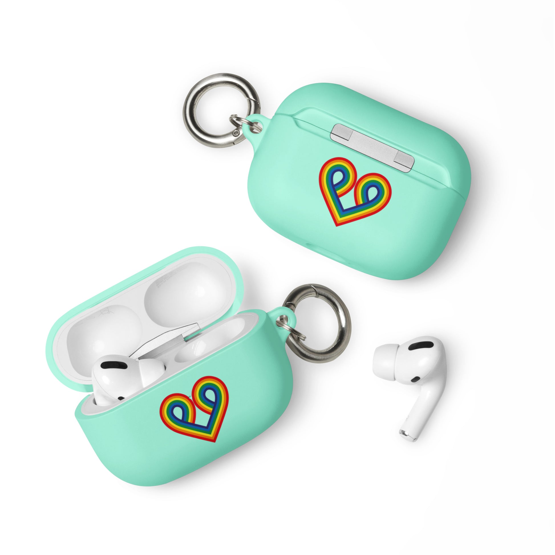 LGBTQ Pride Rubber Case for Apple AirPods - Pride Heart Mint AirPods Pro Pride rubber-case-for-airpods-mint-airpods-pro-front-64adcf15624c5