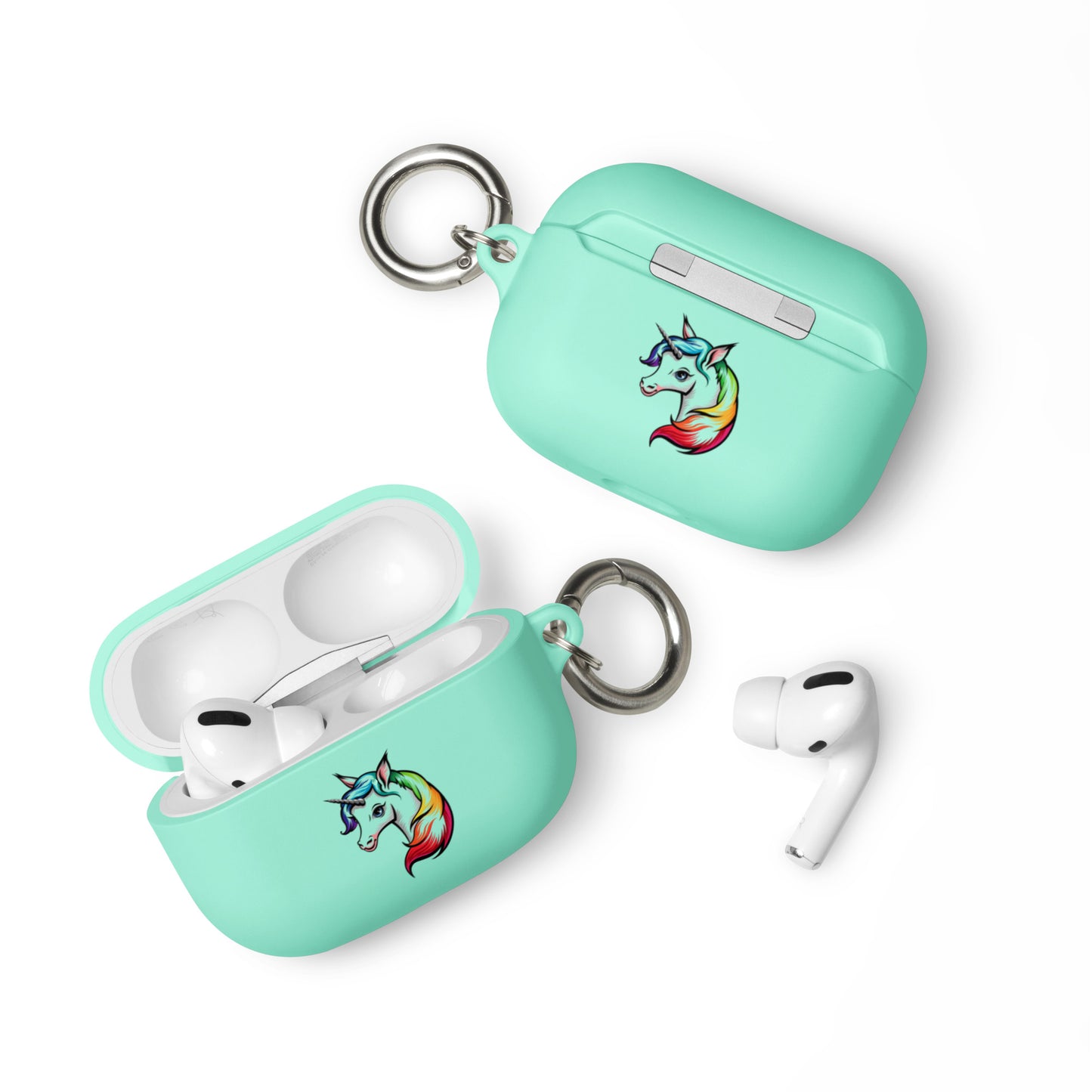 LGBTQ Pride Rubber Case for Apple AirPods - Rainbow Unicorn Mint AirPods Pro Pride rubber-case-for-airpods-mint-airpods-pro-front-64adcf443adf7