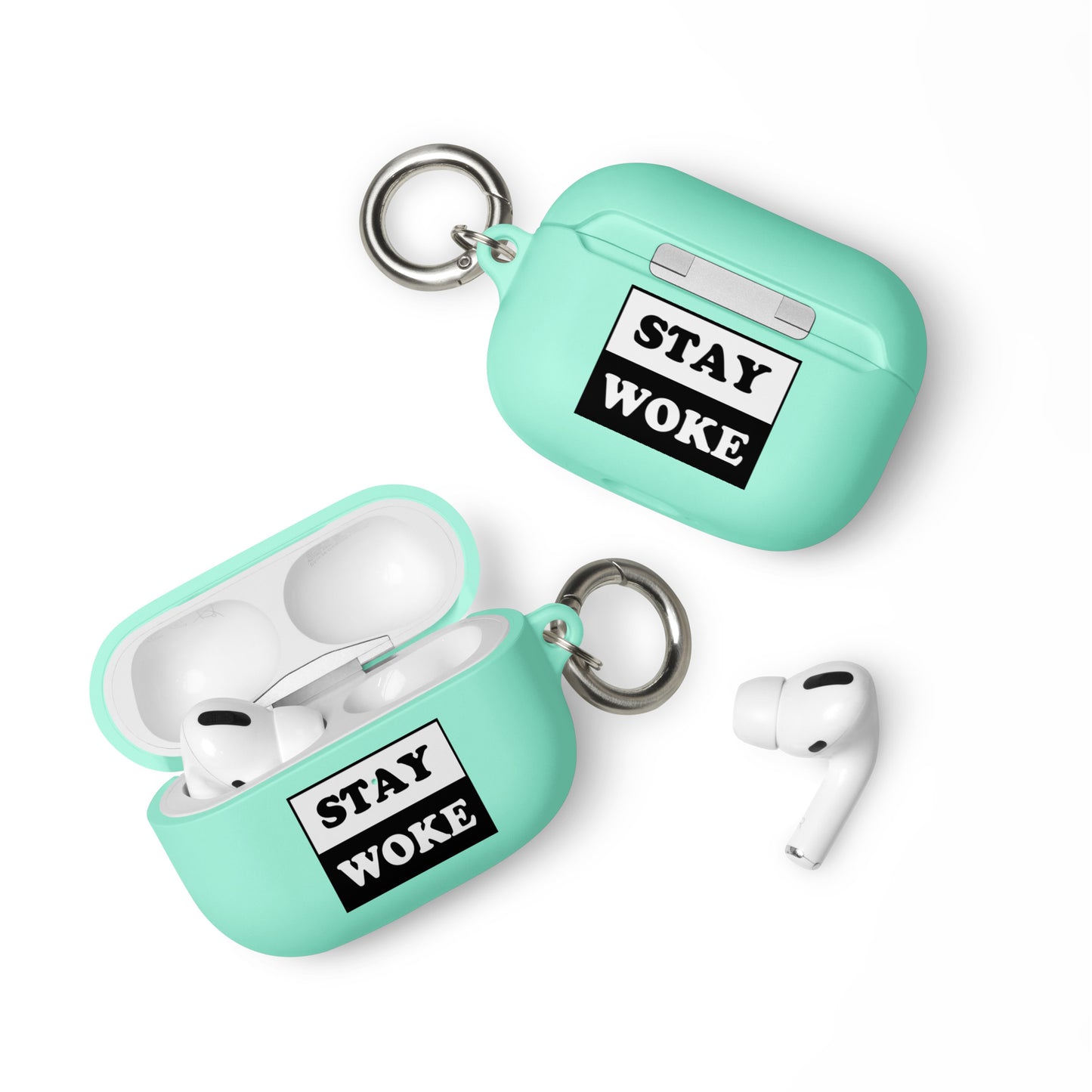 Rubber Case for Apple AirPods - Stay Woke Mint AirPods Pro rubber-case-for-airpods-mint-airpods-pro-front-64adcfa3cb630