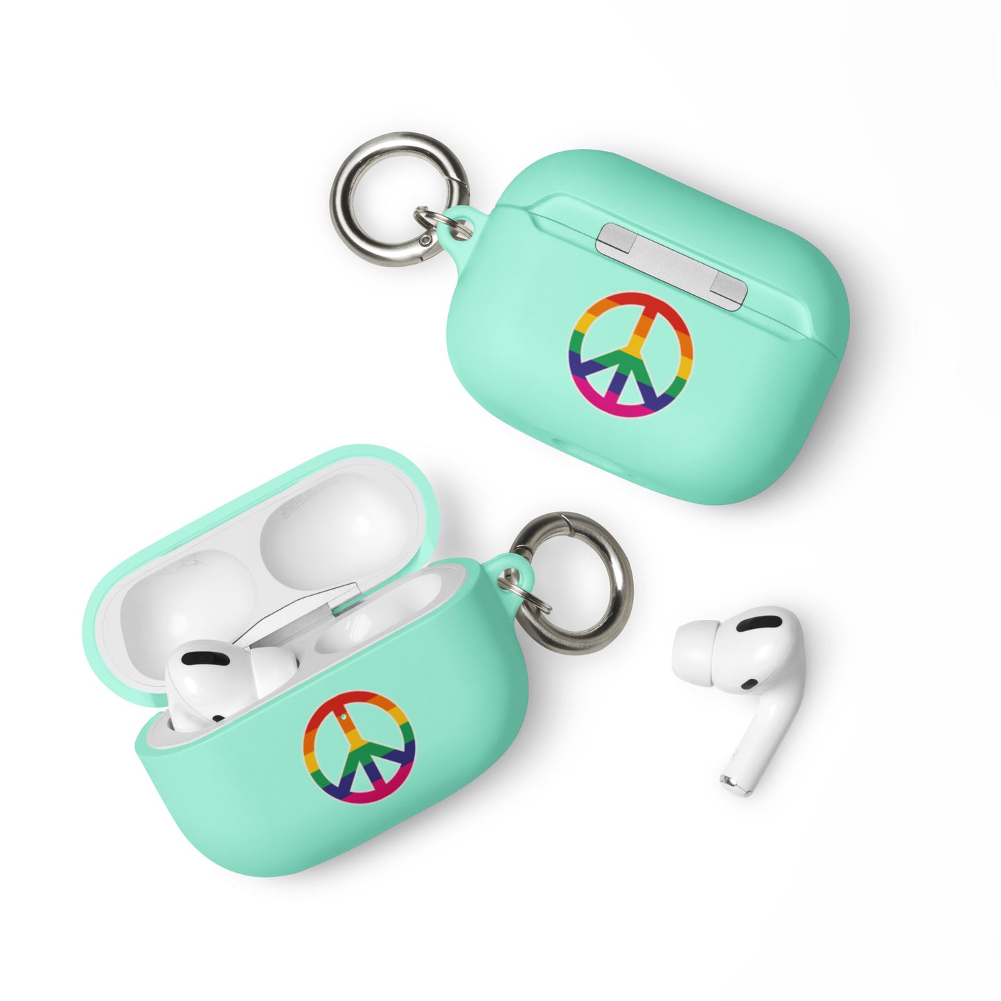 LGBTQ Pride Rubber Case for Apple AirPods - Peace Sign Symbol Mint AirPods Pro Pride rubber-case-for-airpods-mint-airpods-pro-front-64adcfd098d98