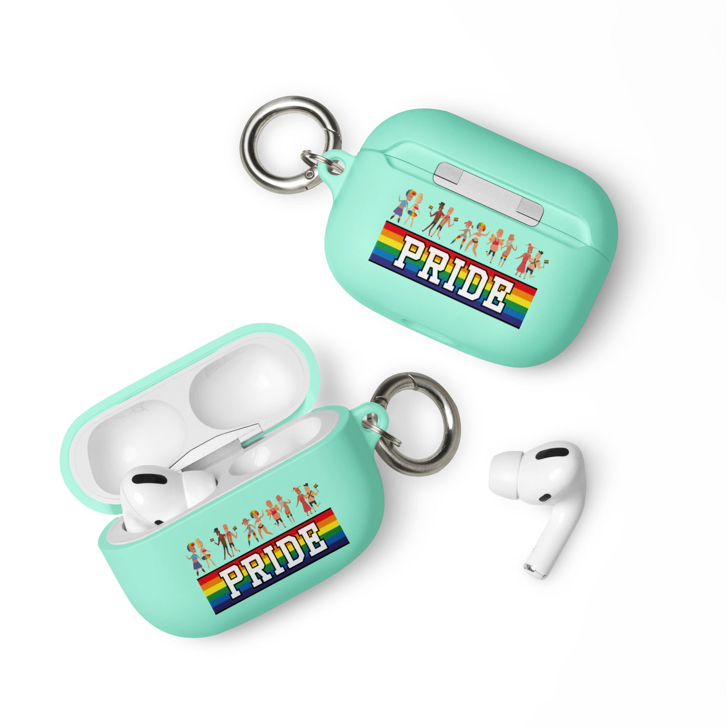 LGBTQ Pride Rubber Case for Apple AirPods - Pride Parade Mint AirPods Pro Pride rubber-case-for-airpods-mint-airpods-pro-front-64add0b8a25c8