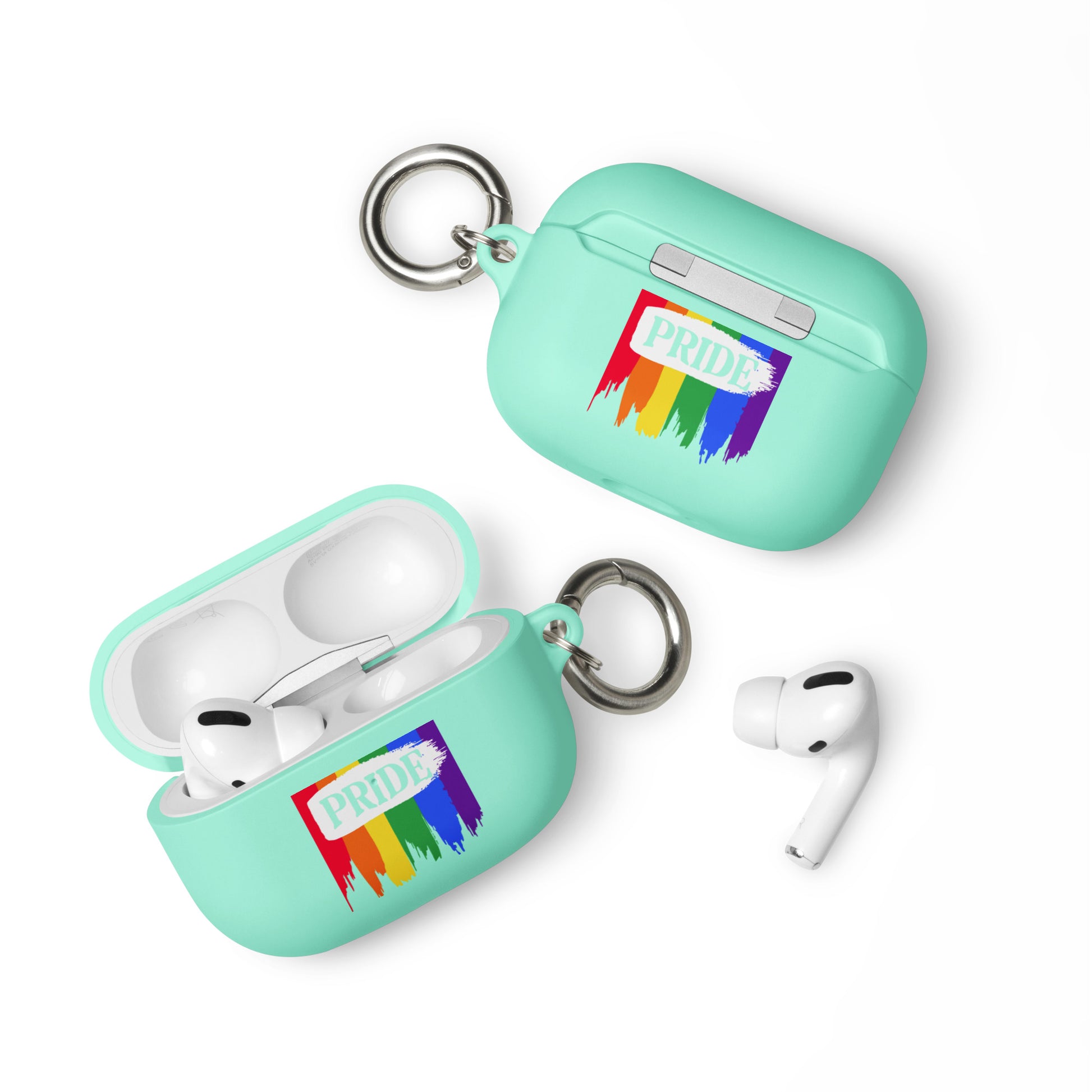 LGBTQ Pride Rubber Case for Apple AirPods - Pride Paint Mint AirPods Pro Pride rubber-case-for-airpods-mint-airpods-pro-front-64add0e4735bf