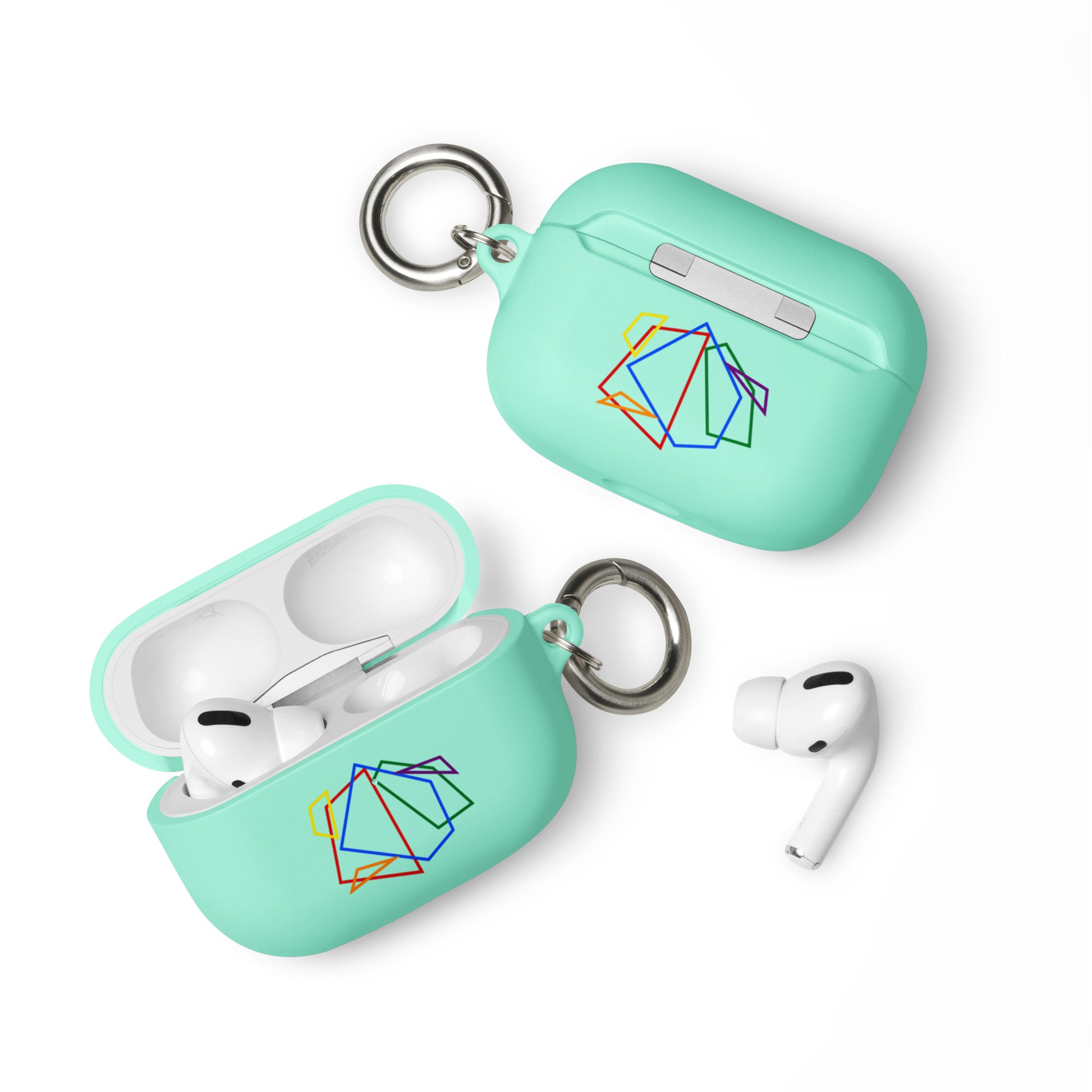 LGBTQ Pride Rubber Case for Apple AirPods - Geometric Lines Mint AirPods Pro Pride rubber-case-for-airpods-mint-airpods-pro-front-64add11c816a1