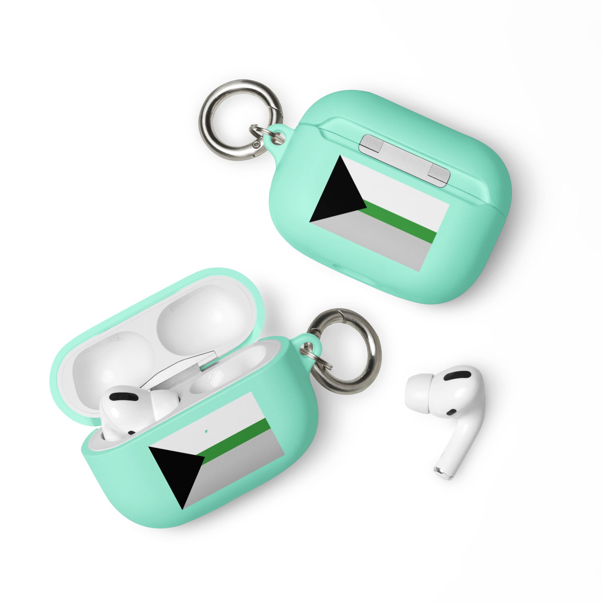 Demiromantic Pride Flag Rubber Case for Apple AirPods Mint AirPods Pro Demiromantic rubber-case-for-airpods-mint-airpods-pro-front-64ade76e3a171