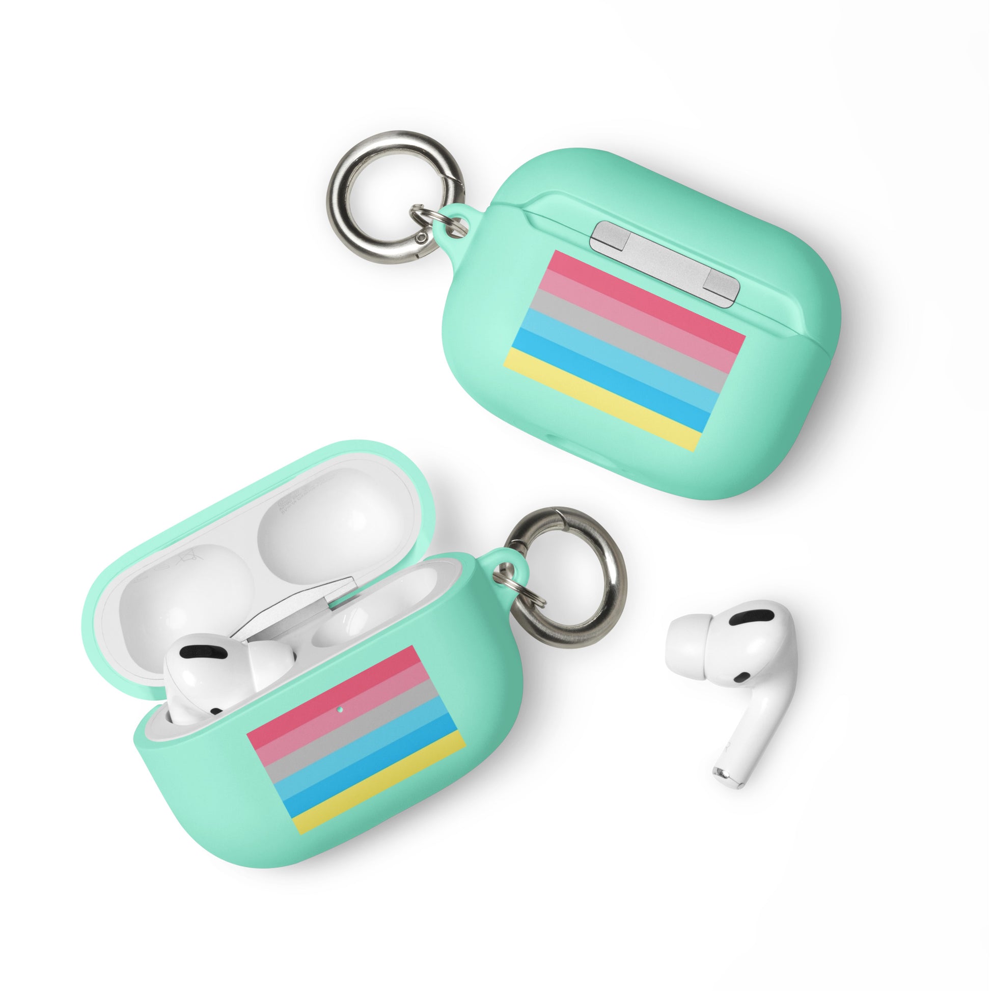 Genderflux Pride Rubber Case for Apple AirPods Mint AirPods Pro Genderflux rubber-case-for-airpods-mint-airpods-pro-front-64ade848124fe