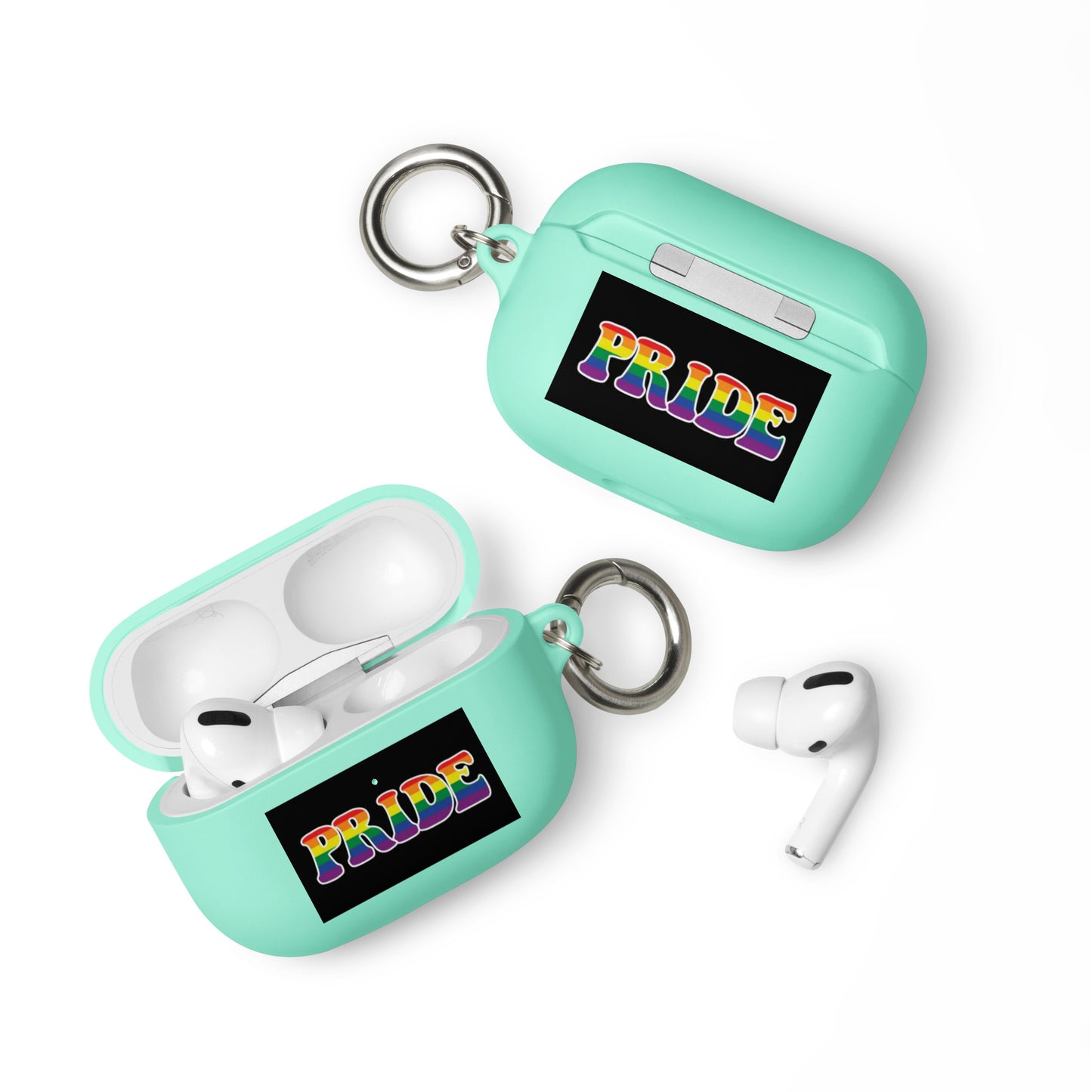 LGBTQ Pride Rubber Case for Apple AirPods - Pride Mint AirPods Pro Pride rubber-case-for-airpods-mint-airpods-pro-front-64adeb68e758b