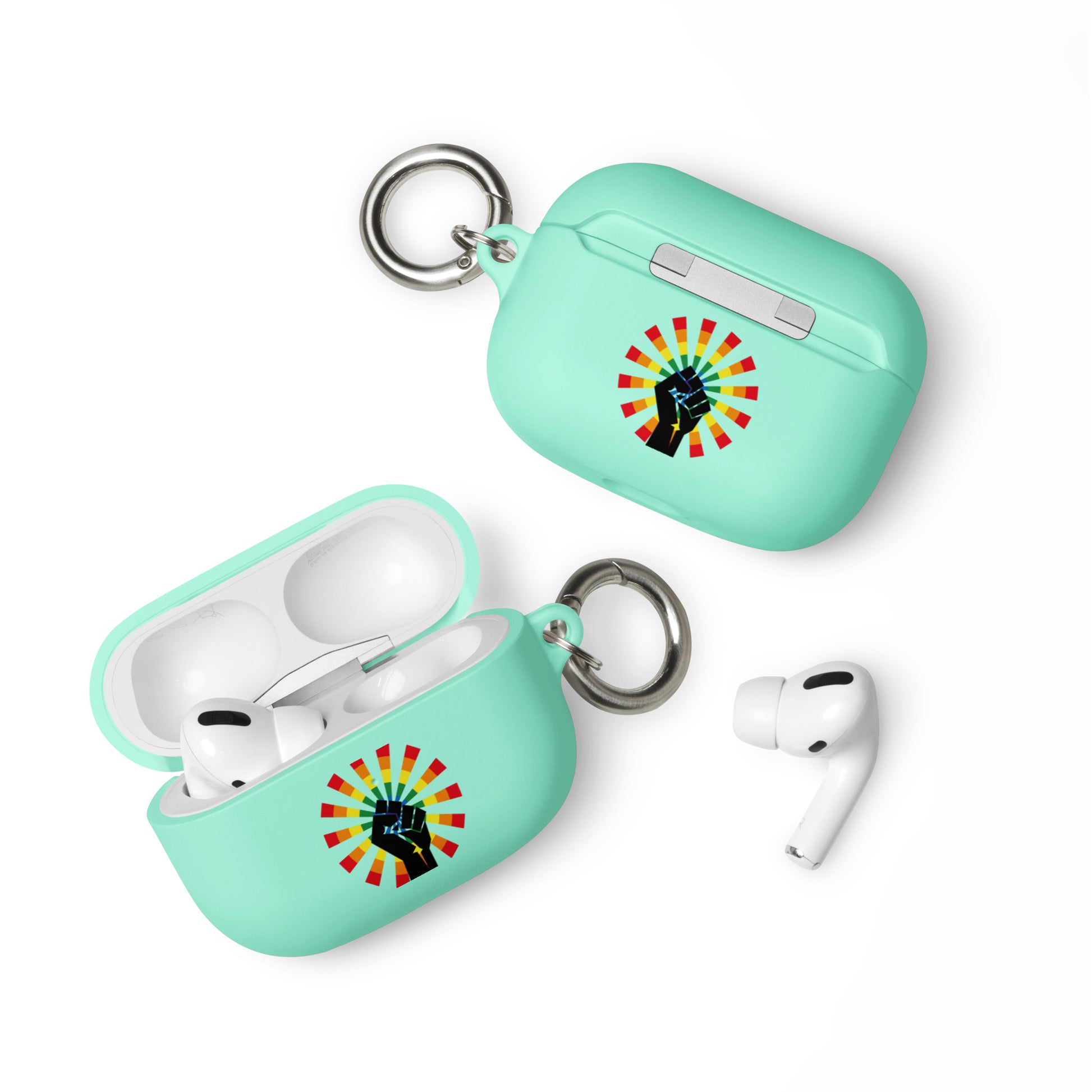 LGBTQ Pride Rubber Case for Apple AirPods - Resist Mint AirPods Pro Pride rubber-case-for-airpods-mint-airpods-pro-front-64adec0b36dff