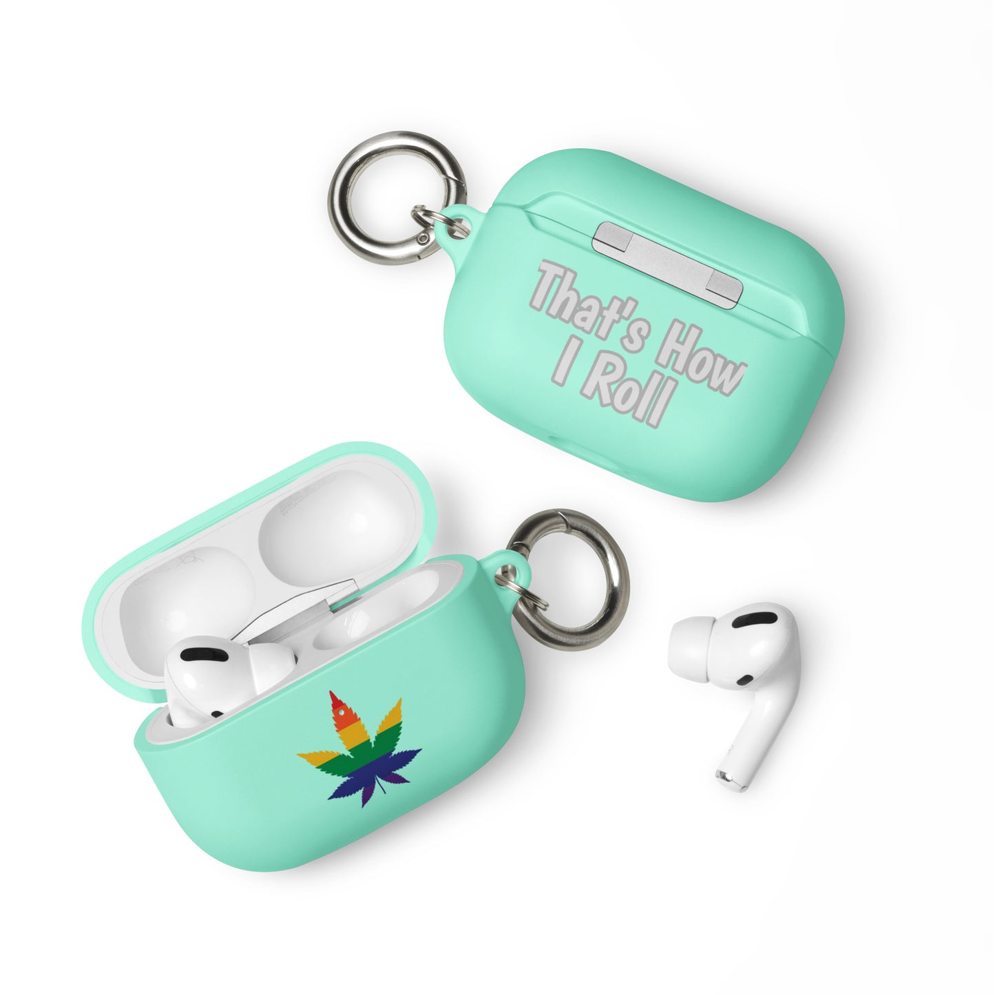 LGBTQ Pride Case for Apple AirPods - Weed Mint AirPods Pro Pride rubber-case-for-airpods-mint-airpods-pro-front-64ae04a05796a