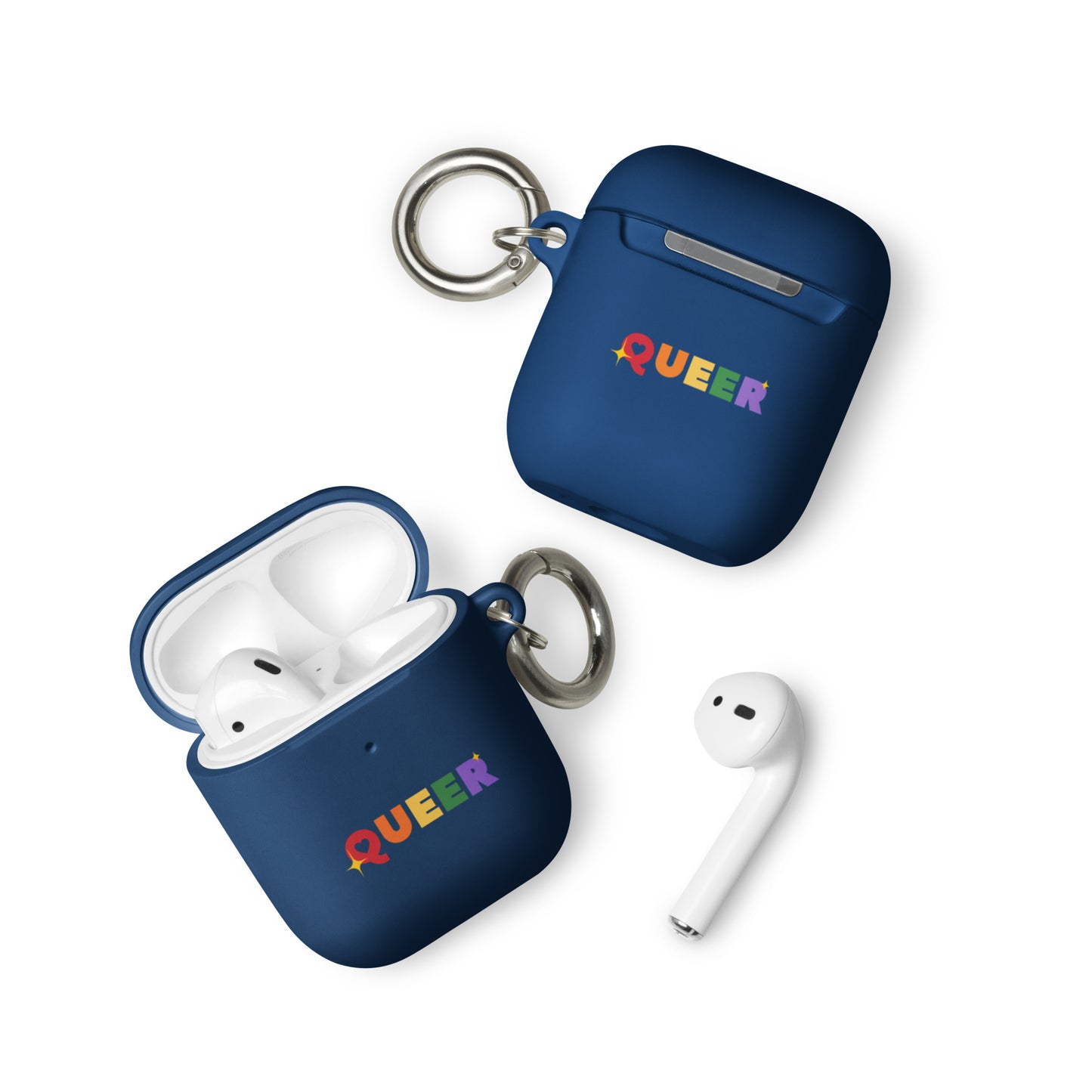 LGBTQ Pride Rubber Case for Apple AirPods - Queer Navy AirPods Pride rubber-case-for-airpods-navy-airpods-front-64adceae77991