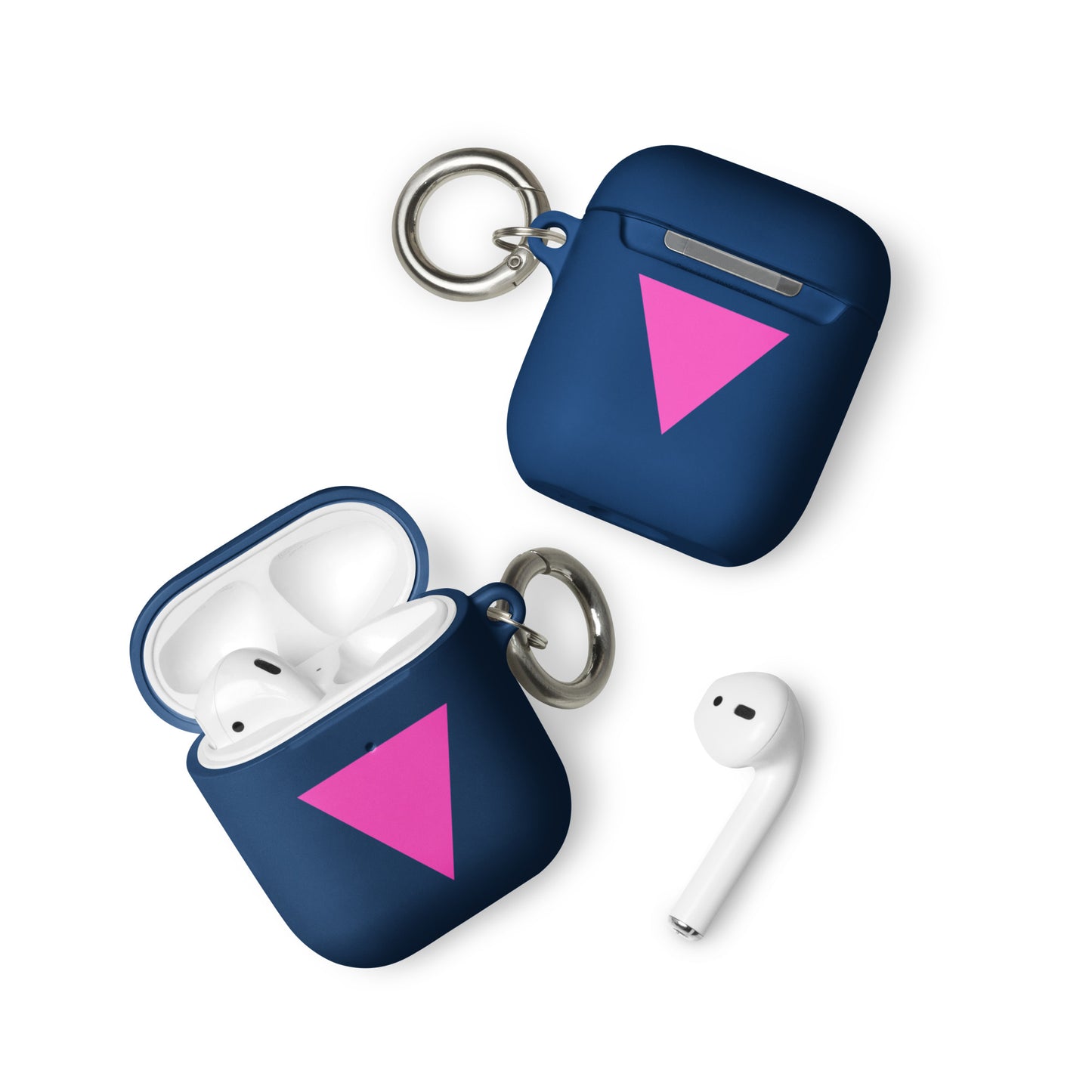 LGBTQ Pride Rubber Case for Apple AirPods - Pink Triangle Navy AirPods Pride rubber-case-for-airpods-navy-airpods-front-64adcf7471294