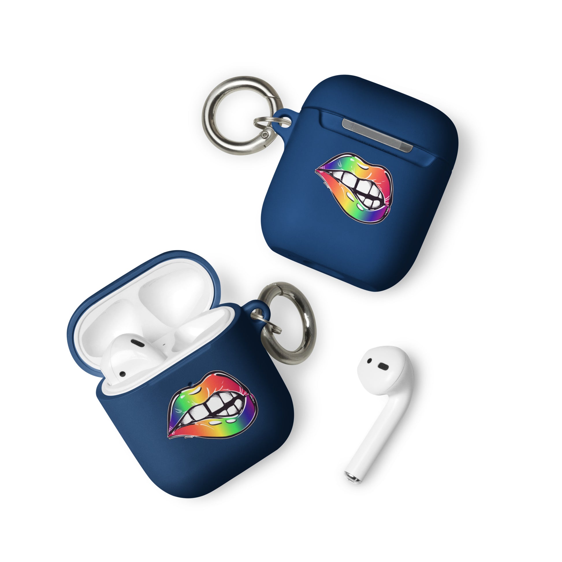 LGBTQ Pride Rubber Case for Apple AirPods - Rainbow Lips Navy AirPods Pride rubber-case-for-airpods-navy-airpods-front-64add2769ade2