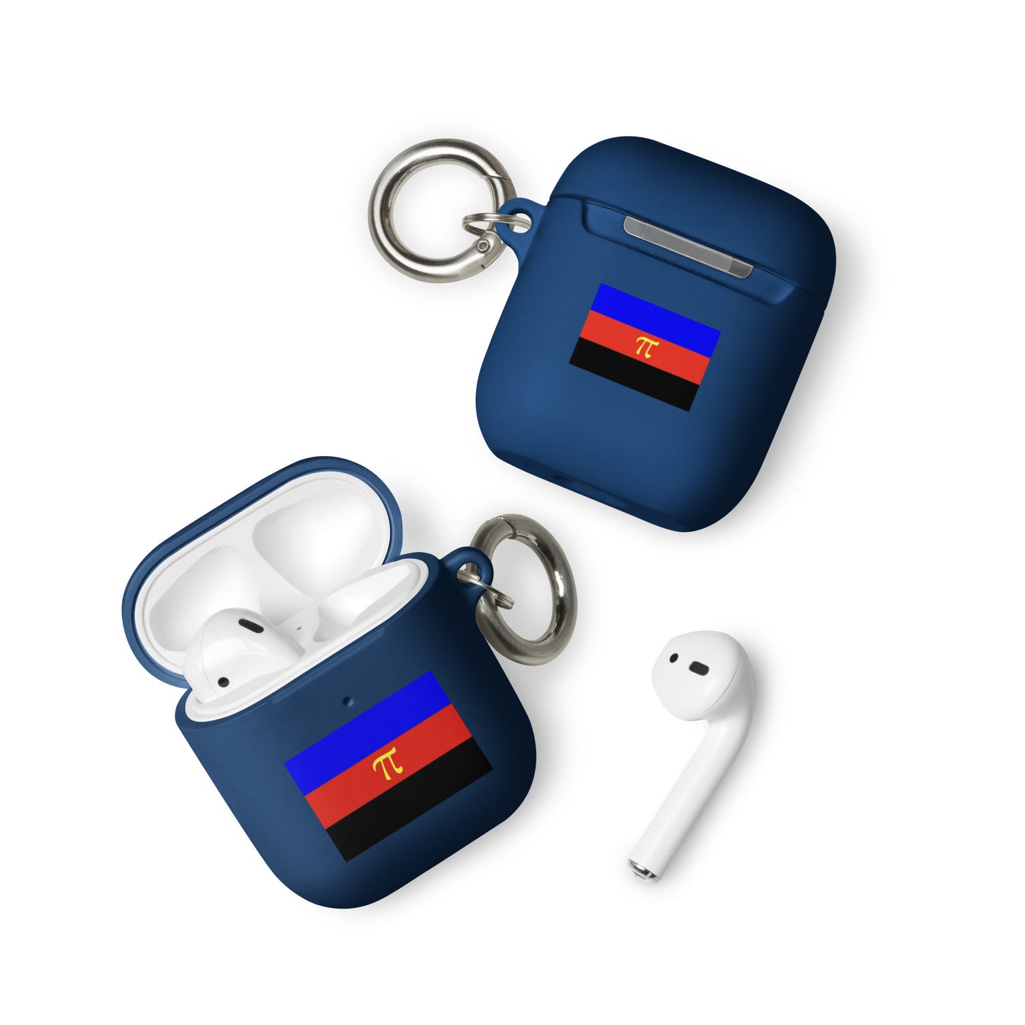 Polyamorous Polyamory Pride Flag Rubber Case for Apple AirPods Navy AirPods Polyamorous rubber-case-for-airpods-navy-airpods-front-64adeb02788e4