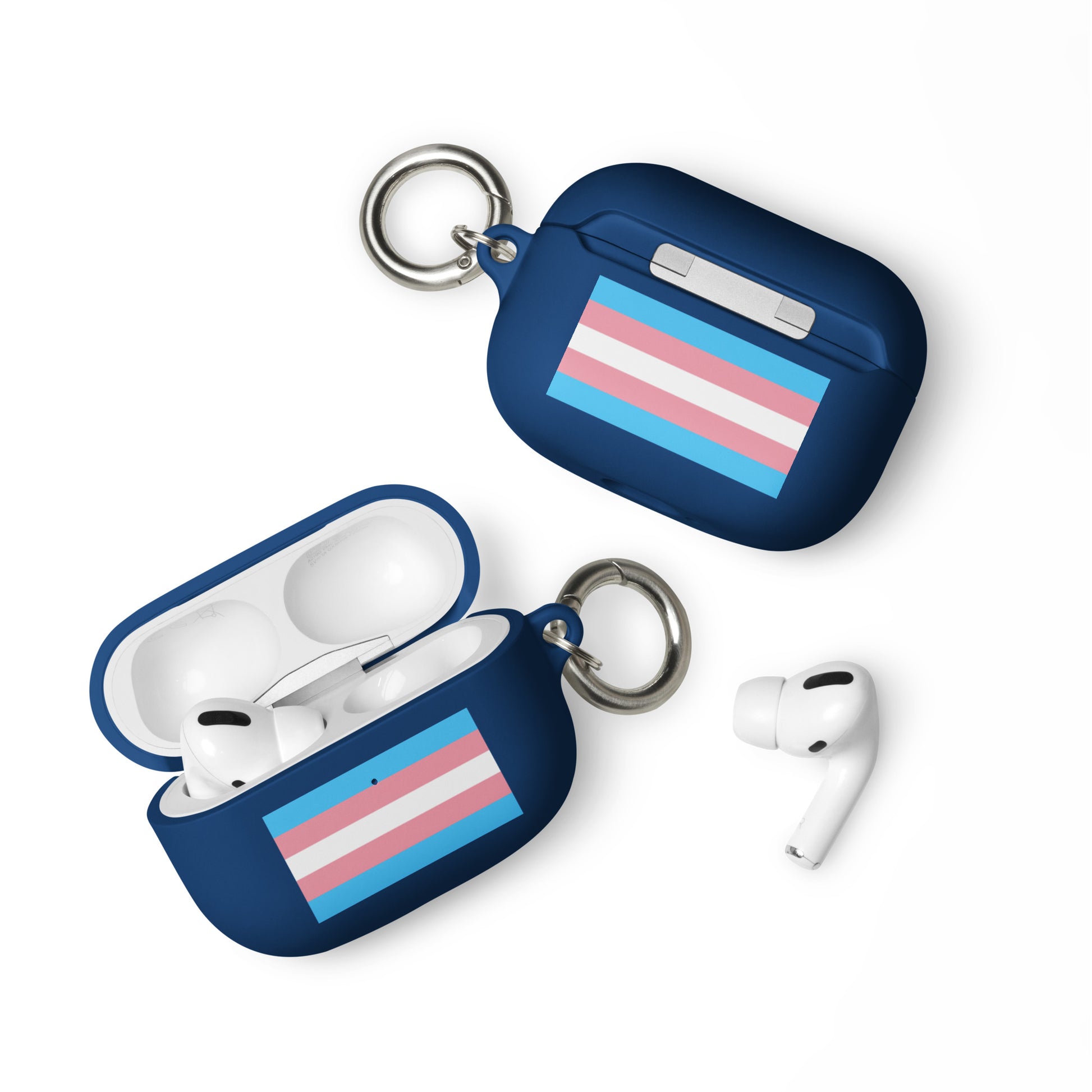 Transgender Trans Pride Flag Case for Apple AirPods Navy AirPods Pro Transgender rubber-case-for-airpods-navy-airpods-pro-front-64adce046d349