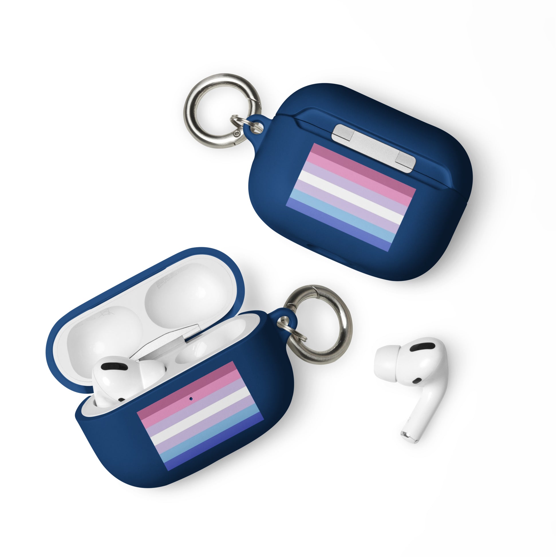 Bigender Pride Flag Rubber Case for Apple AirPods Navy AirPods Pro Bigender rubber-case-for-airpods-navy-airpods-pro-front-64ade745b4425