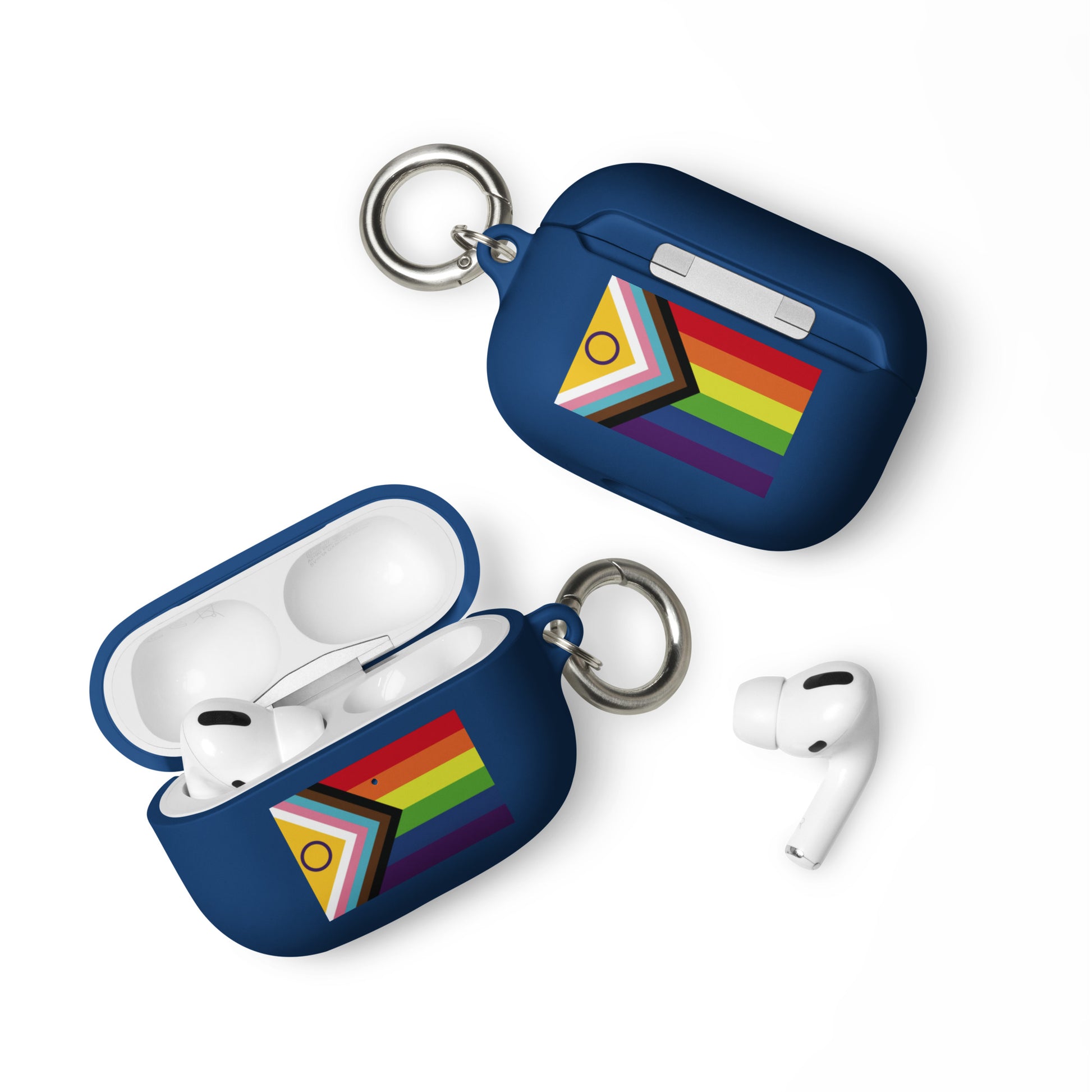 LGBTQ Pride Rubber Case for Apple AirPods® - Intersex Progress Flag Navy AirPods Pro Pride rubber-case-for-airpods-navy-airpods-pro-front-64ade96312dca