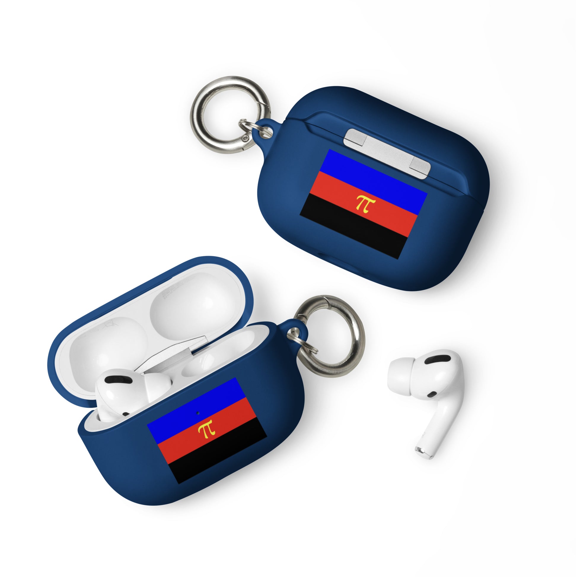 Polyamorous Polyamory Pride Flag Rubber Case for Apple AirPods Navy AirPods Pro Polyamorous rubber-case-for-airpods-navy-airpods-pro-front-64adeb0278973