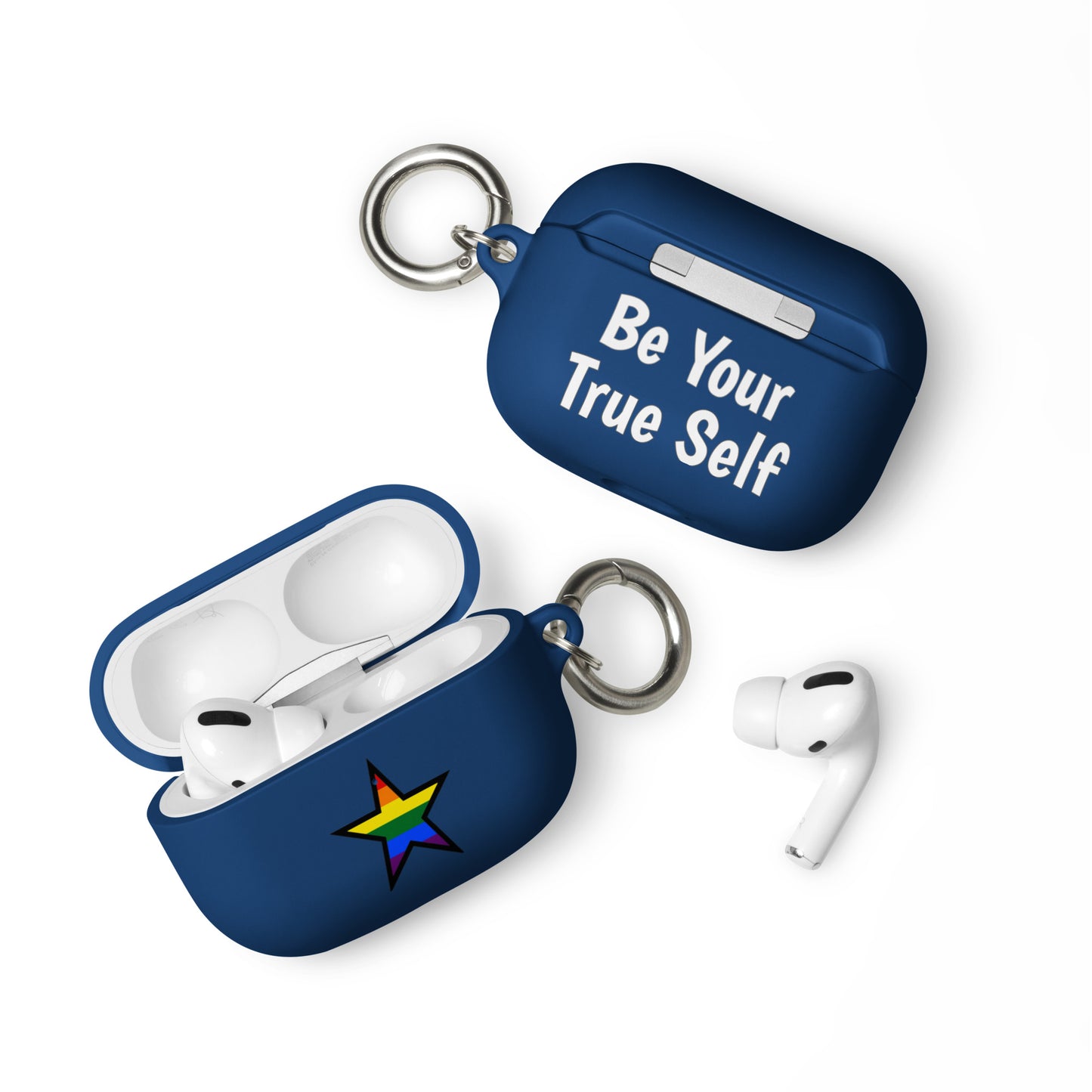 LGBTQ Pride Rubber Case for Apple AirPods - Star Navy AirPods Pro Pride rubber-case-for-airpods-navy-airpods-pro-front-64ae050c55169