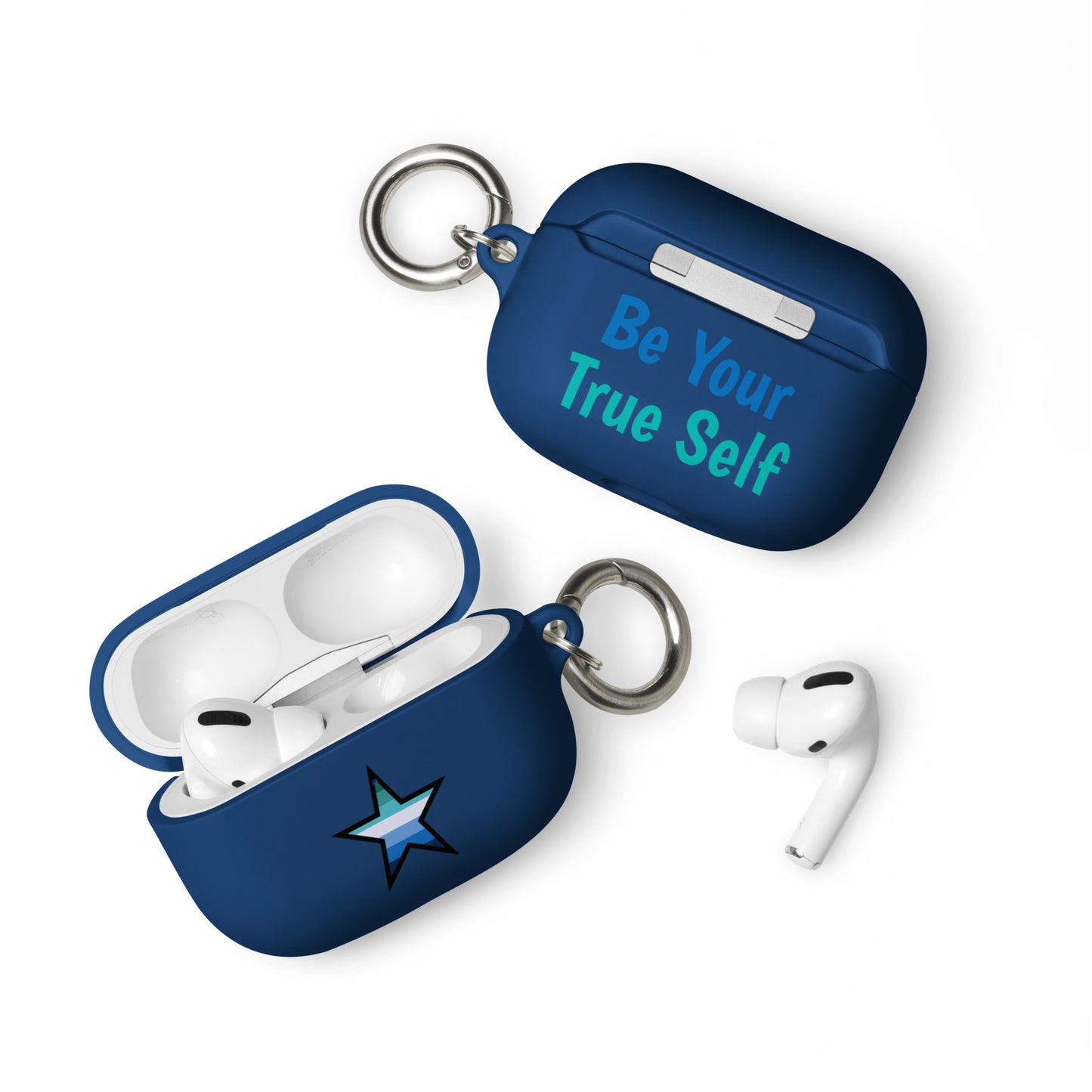 Gay MLM Vincian Pride Rubber Case for Apple AirPods - Star Navy AirPods Pro Gay rubber-case-for-airpods-navy-airpods-pro-front-64ae05e1222e5