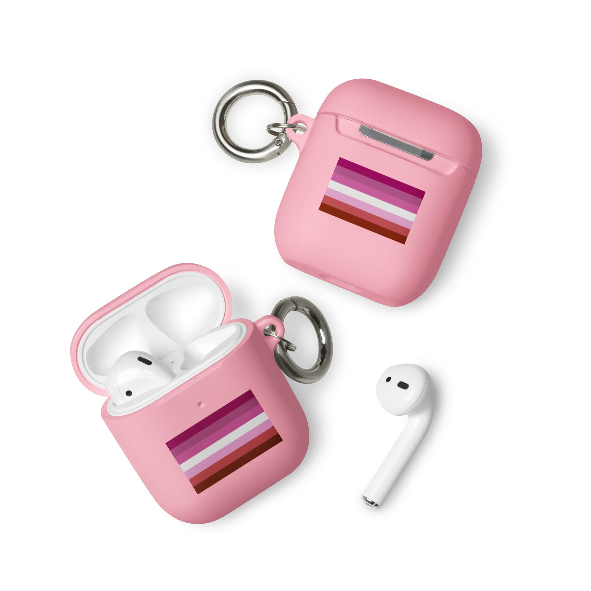 Lesbian Pride Flag Rubber Case for Apple AirPods Pink AirPods Lesbian rubber-case-for-airpods-pink-airpods-front-64adcdd085bf4