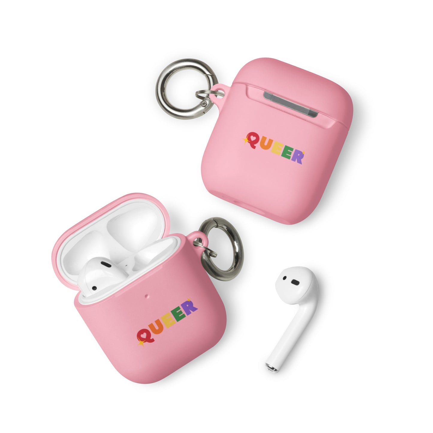 LGBTQ Pride Rubber Case for Apple AirPods - Queer Pink AirPods Pride rubber-case-for-airpods-pink-airpods-front-64adceae7806e