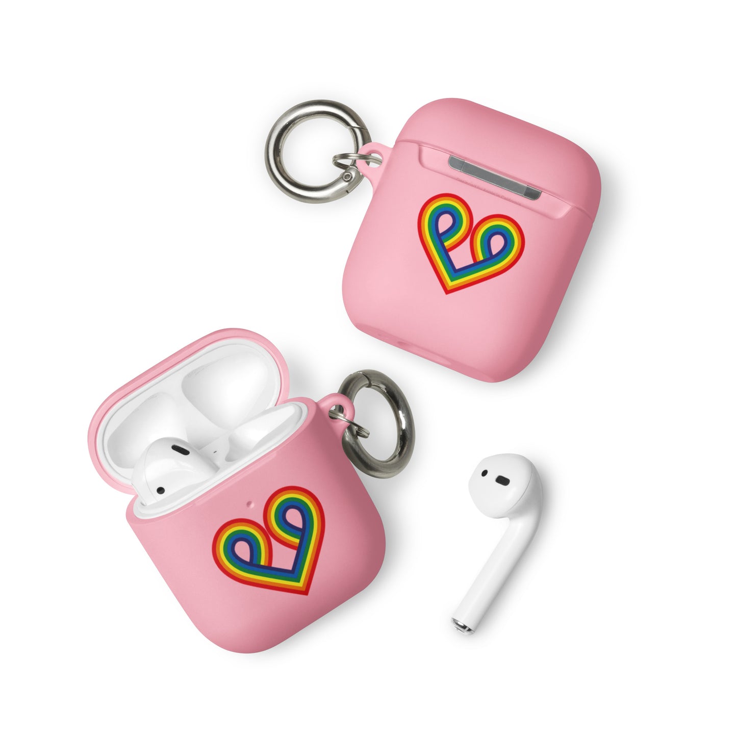 LGBTQ Pride Rubber Case for Apple AirPods - Pride Heart Pink AirPods Pride rubber-case-for-airpods-pink-airpods-front-64adcf1562313