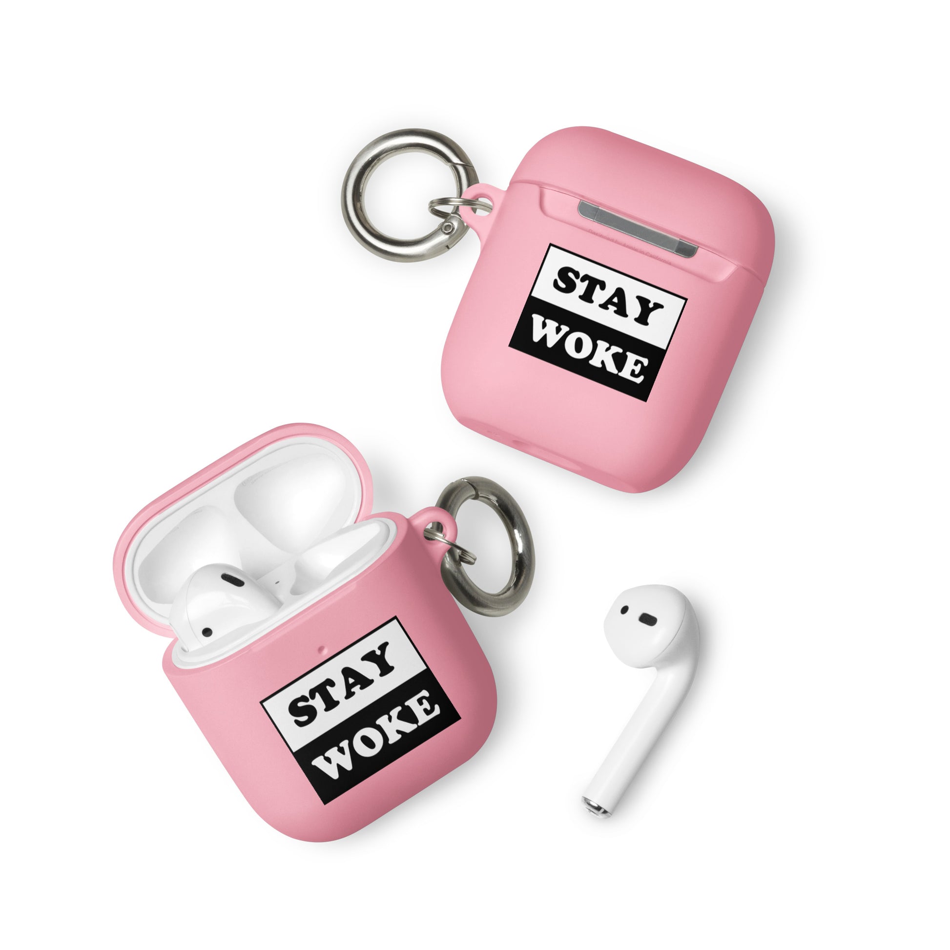 Rubber Case for Apple AirPods - Stay Woke Pink AirPods rubber-case-for-airpods-pink-airpods-front-64adcfa3cb2cb