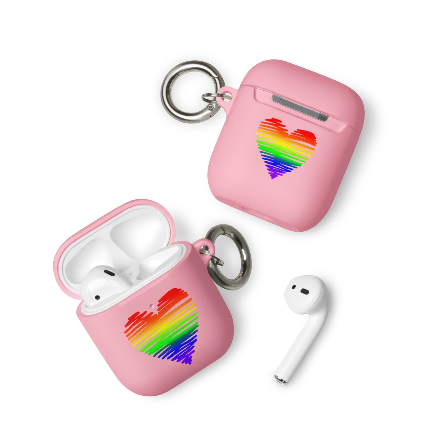 LGBTQ Pride Rubber Case for Apple AirPods - Heart Scribble Pink AirPods Pride rubber-case-for-airpods-pink-airpods-front-64add08977e9e