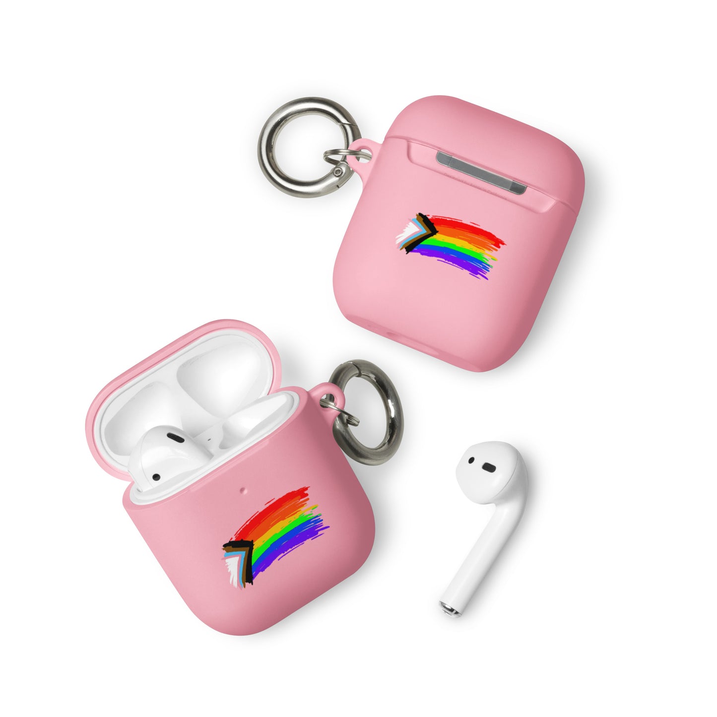 LGBTQ Pride Rubber Case for Apple AirPods - Progress Paint Pink AirPods Pride rubber-case-for-airpods-pink-airpods-front-64add1c48fa19