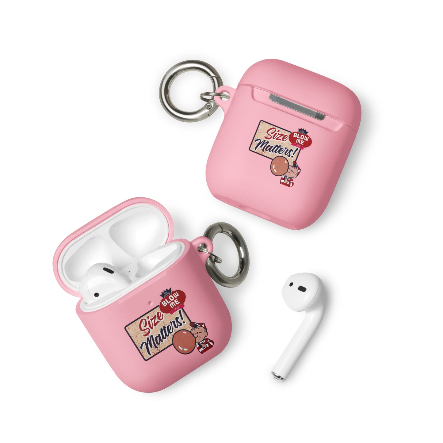 Rubber Case for Apple AirPods - Size Matters Pink AirPods rubber-case-for-airpods-pink-airpods-front-64add31794e3e