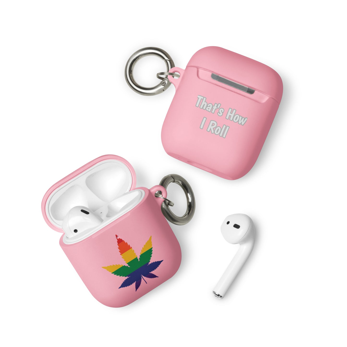 LGBTQ Pride Case for Apple AirPods - Weed Pink AirPods Pride rubber-case-for-airpods-pink-airpods-front-64ae04a057789