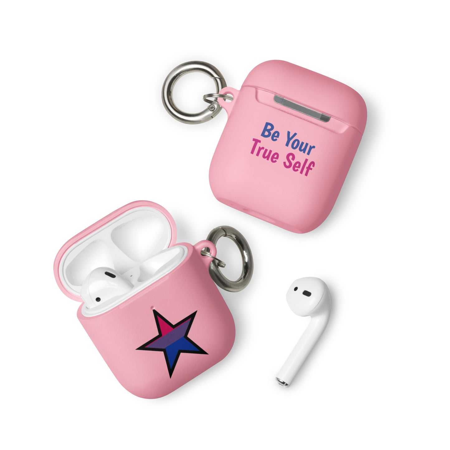 Bisexual Bi Pride Rubber Case for AirPods with Star Pink AirPods Bisexual rubber-case-for-airpods-pink-airpods-front-64ae05b1bd38e