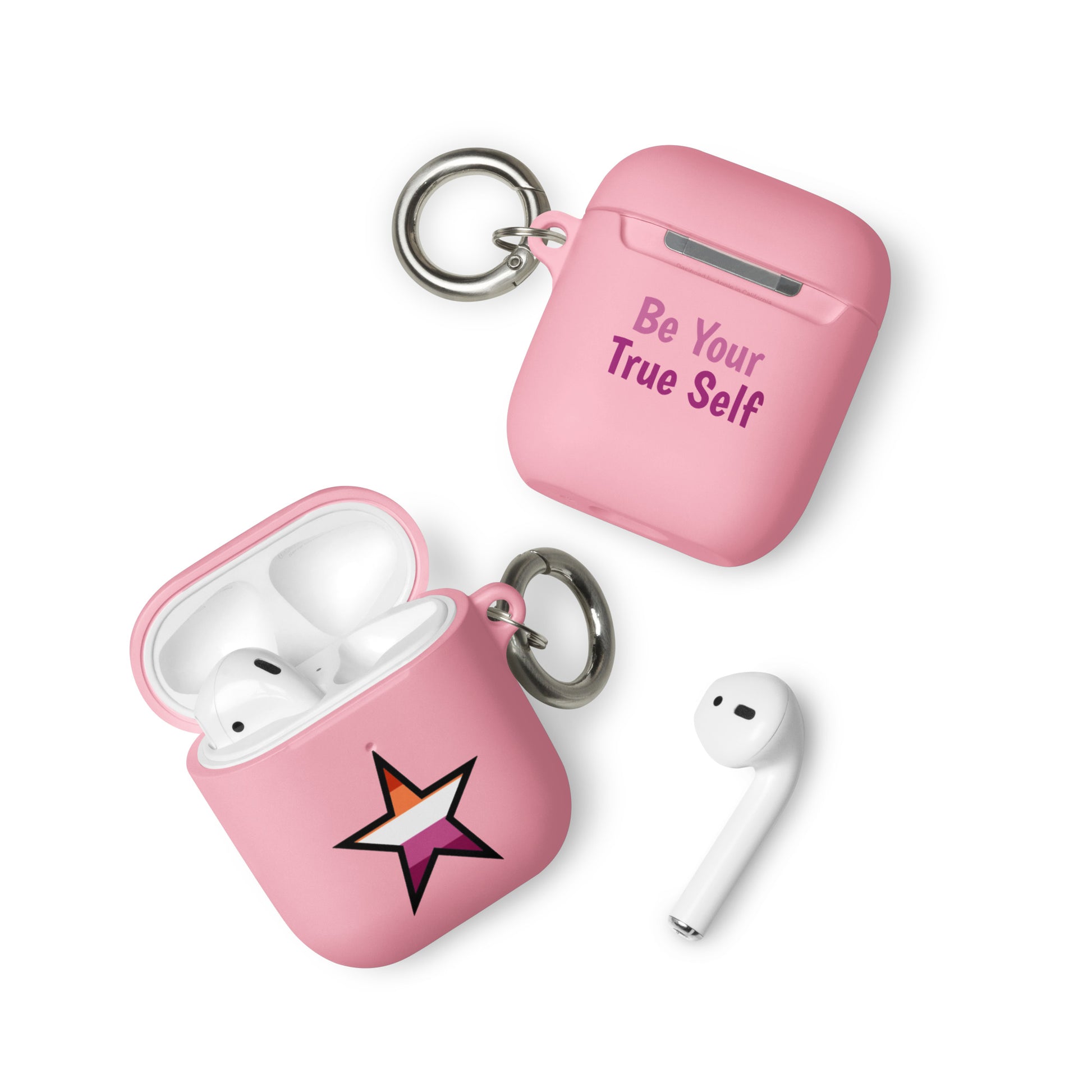 Lesbian Pride Rubber Case for AirPods - Star Pink AirPods Lesbian rubber-case-for-airpods-pink-airpods-front-64ae069e7904a