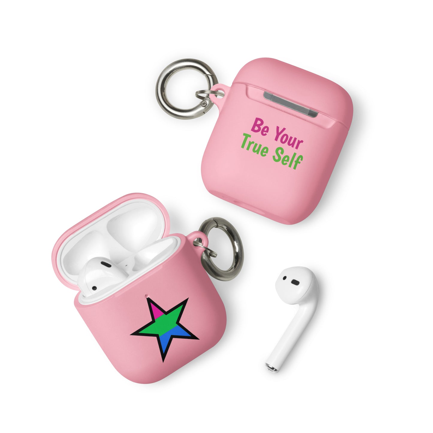 Polysexual Poly Pride Rubber Case for Apple AirPods - Star Pink AirPods Polysexual rubber-case-for-airpods-pink-airpods-front-64ae06f6f05b8